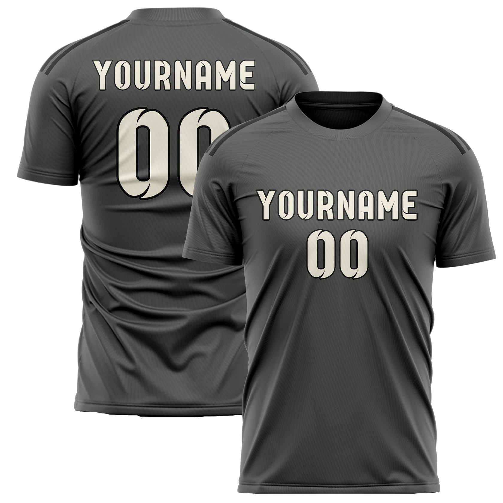 Custom Dark Grey Cream Soccer Jersey