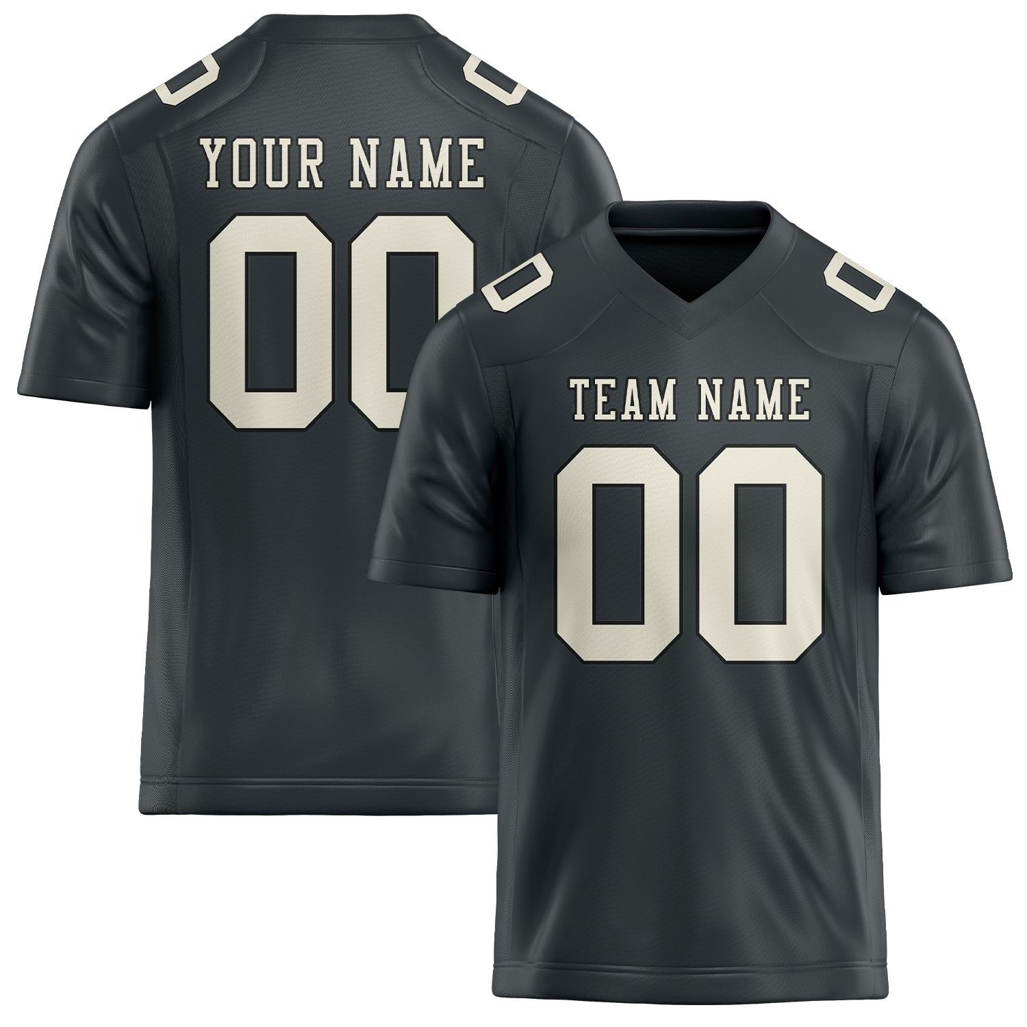 Custom Dark Grey Cream Football Jersey