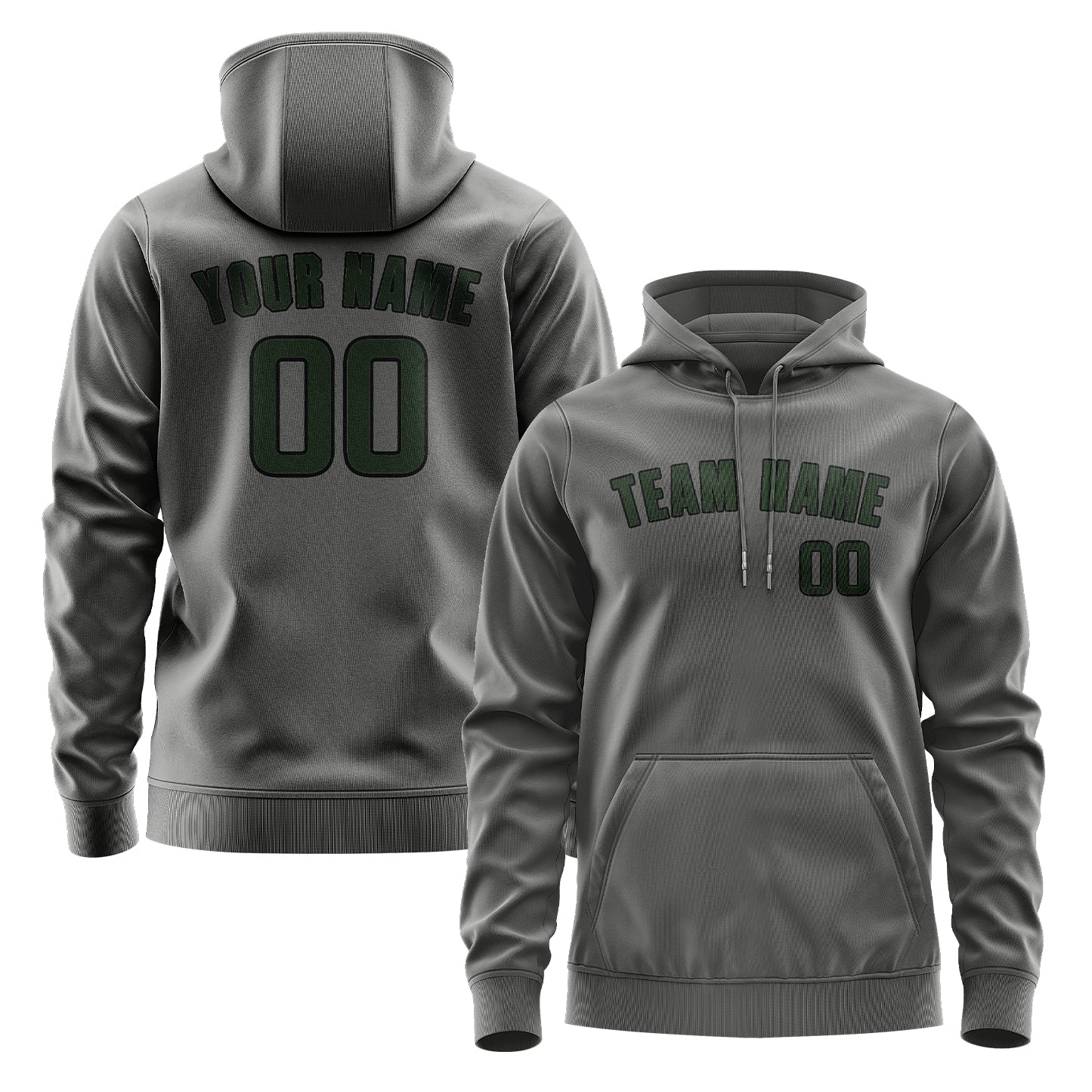Custom Dark Grey Dark Green Hoodie