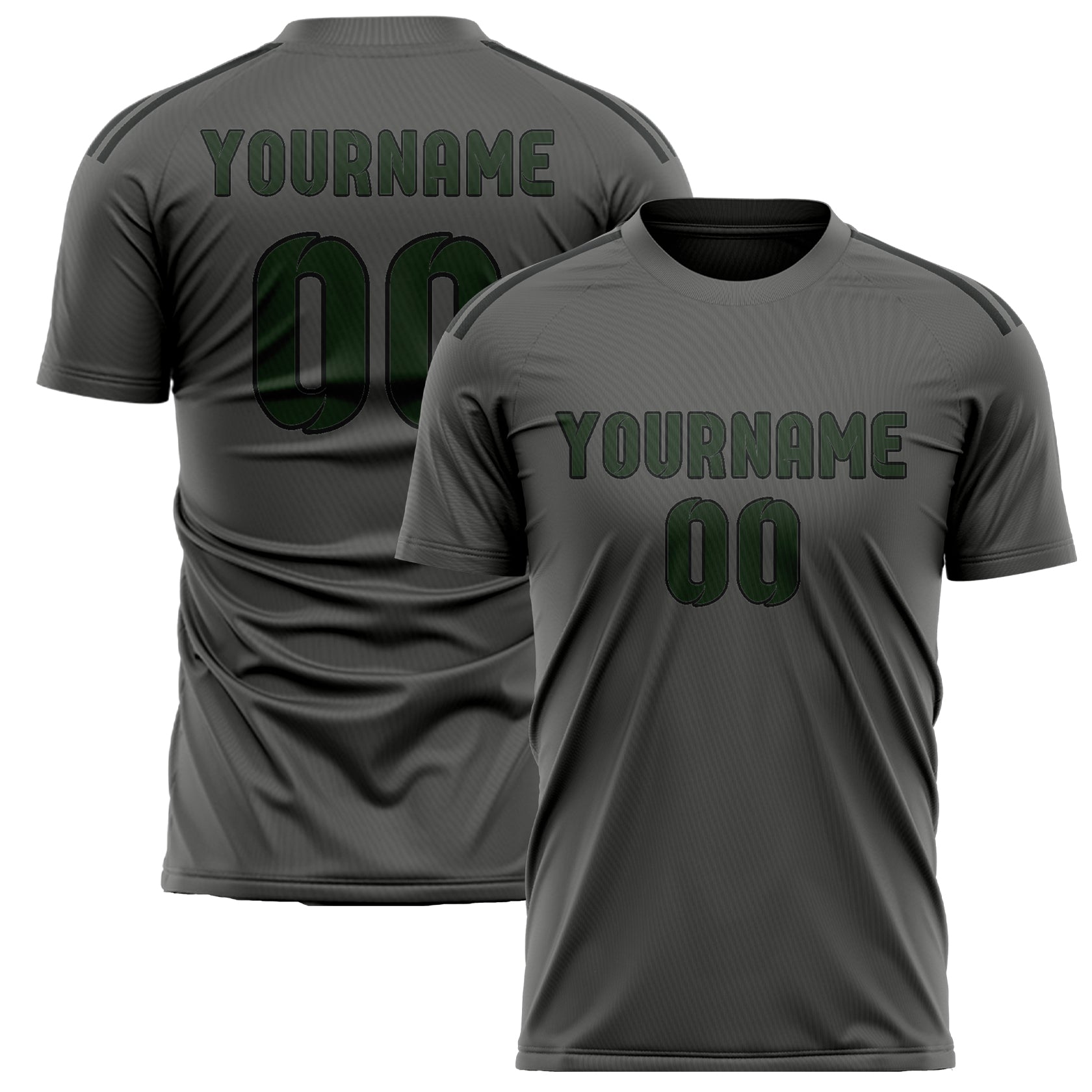 Custom Dark Grey Dark Green Soccer Jersey