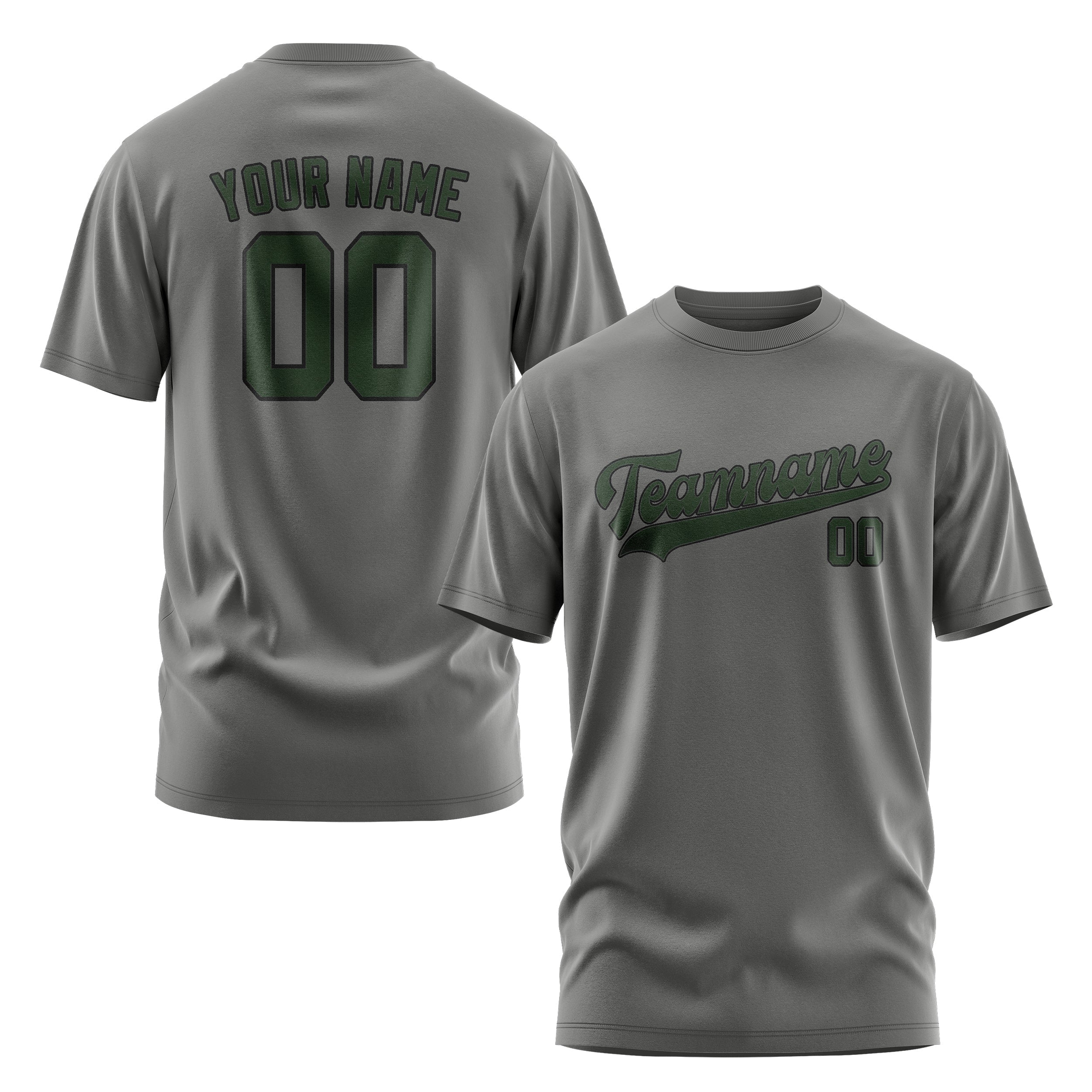 Custom Dark Grey Dark Green T-Shirt