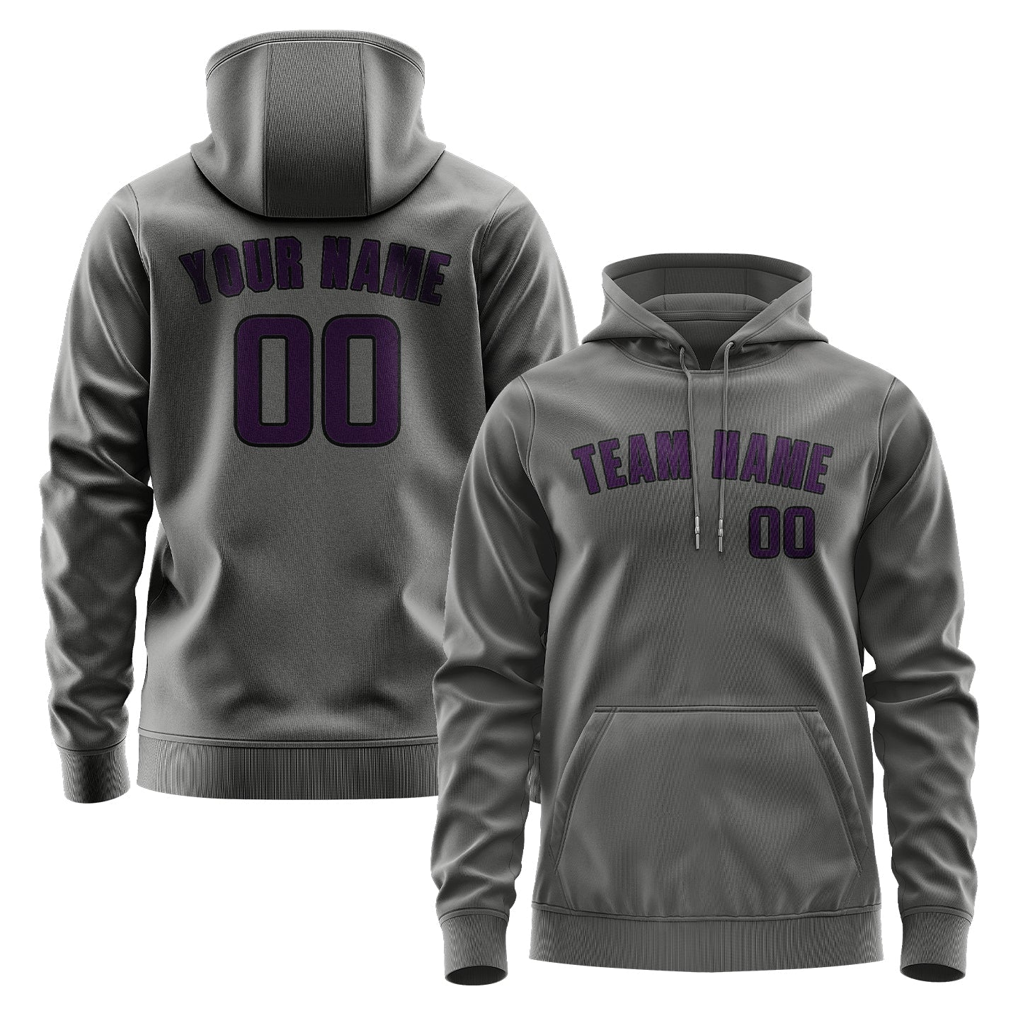 Custom Dark Grey Purple Hoodie