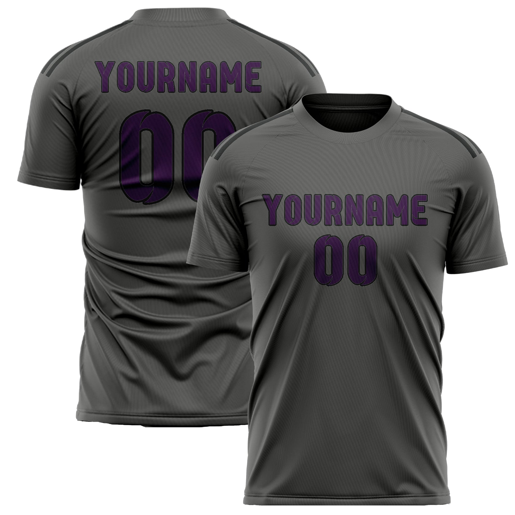 Custom Dark Grey Purple Soccer Jersey