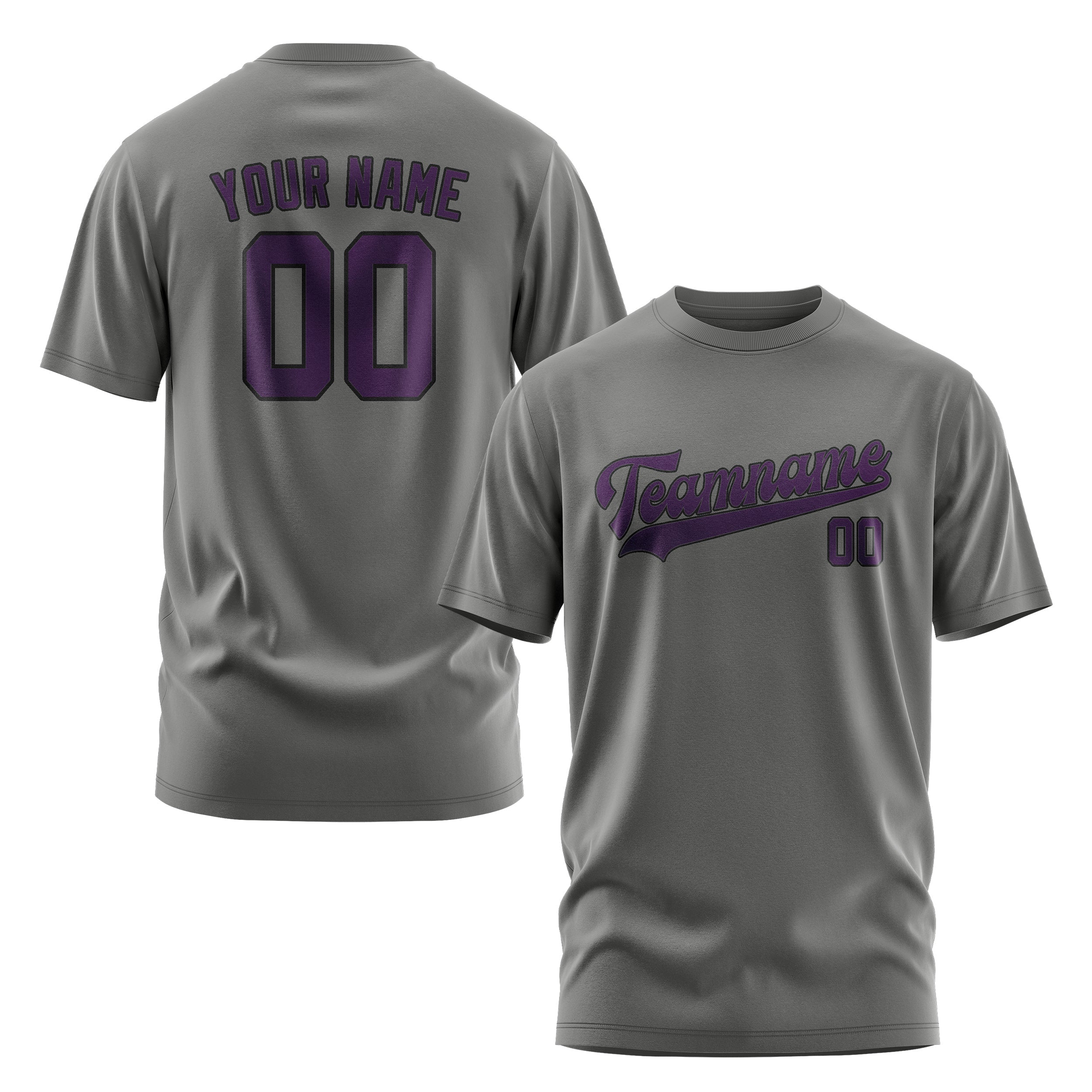 Custom Dark Grey Purple T-Shirt