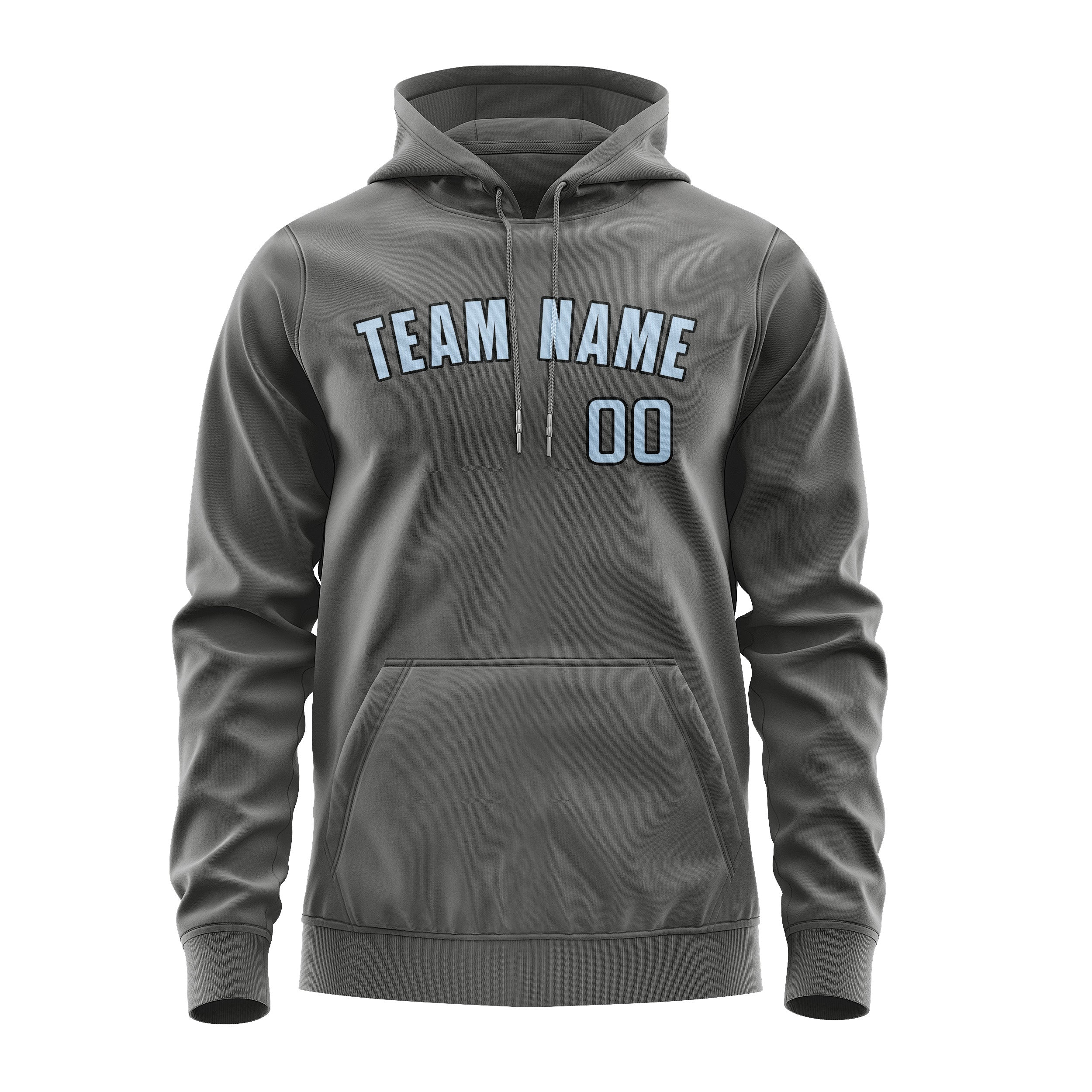 Custom Dark Grey Light Blue Hoodie