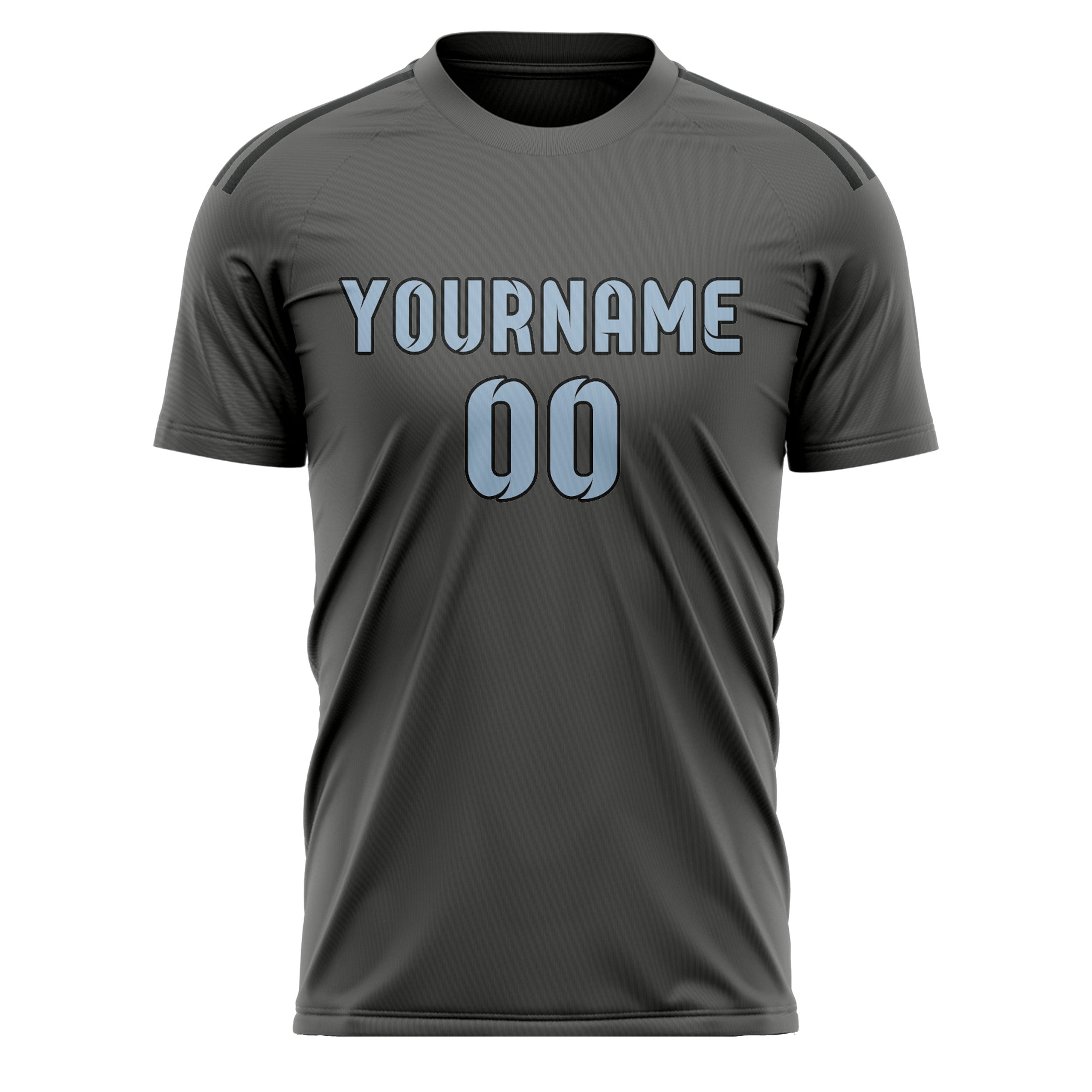 Custom Dark Grey Light Blue Soccer Jersey