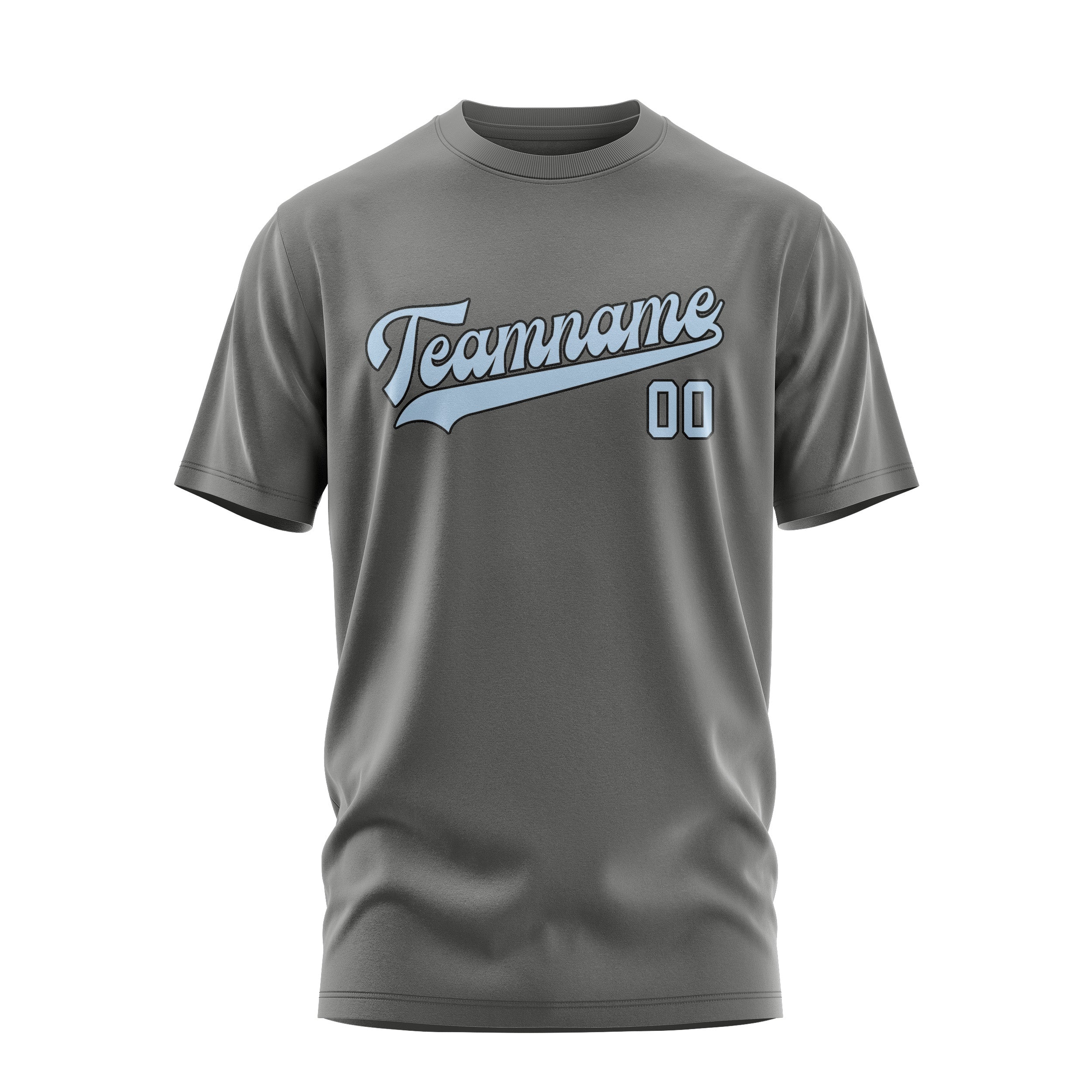 Custom Dark Grey Light Blue T-Shirt