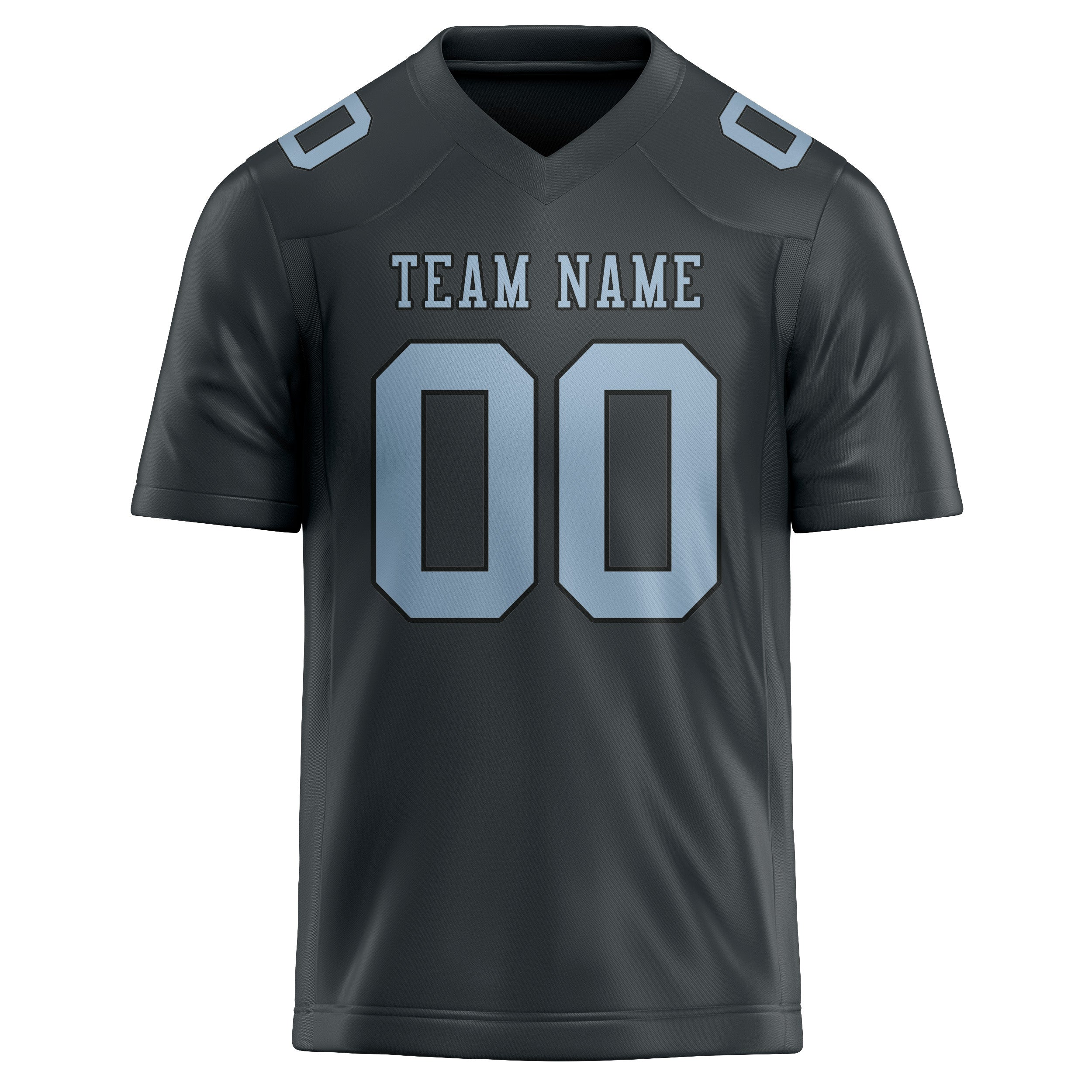 Custom Dark Grey Light Blue Football Jersey