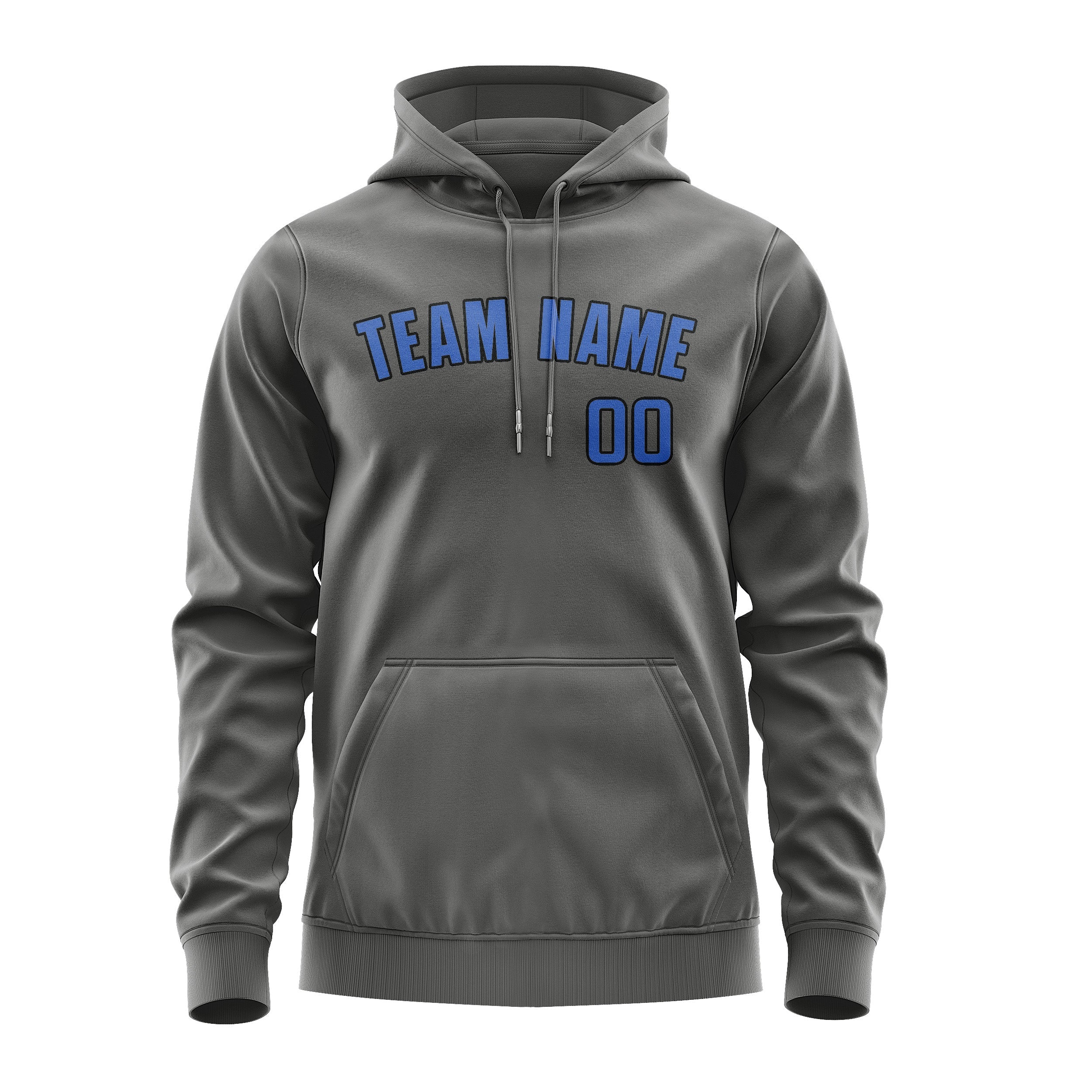 Custom Dark Grey Sky Blue Hoodie
