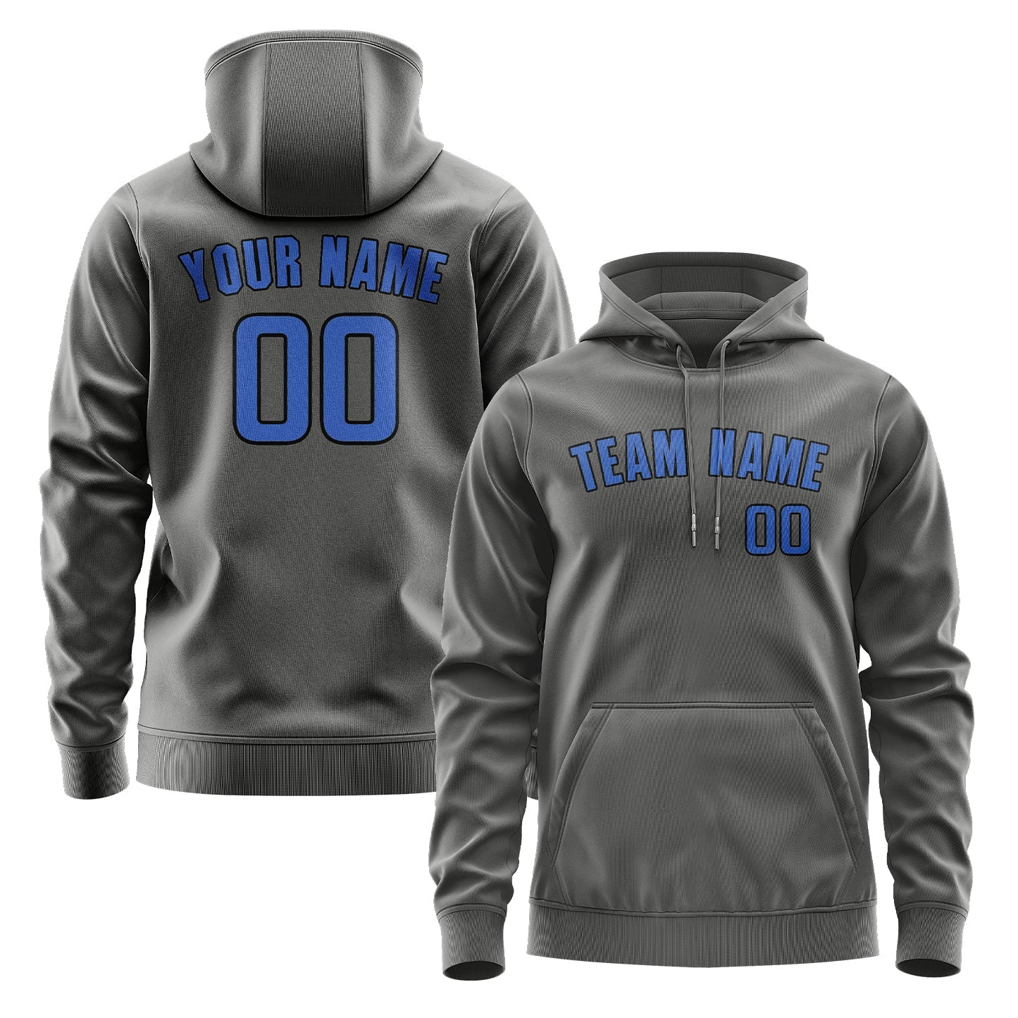 Custom Dark Grey Sky Blue Hoodie