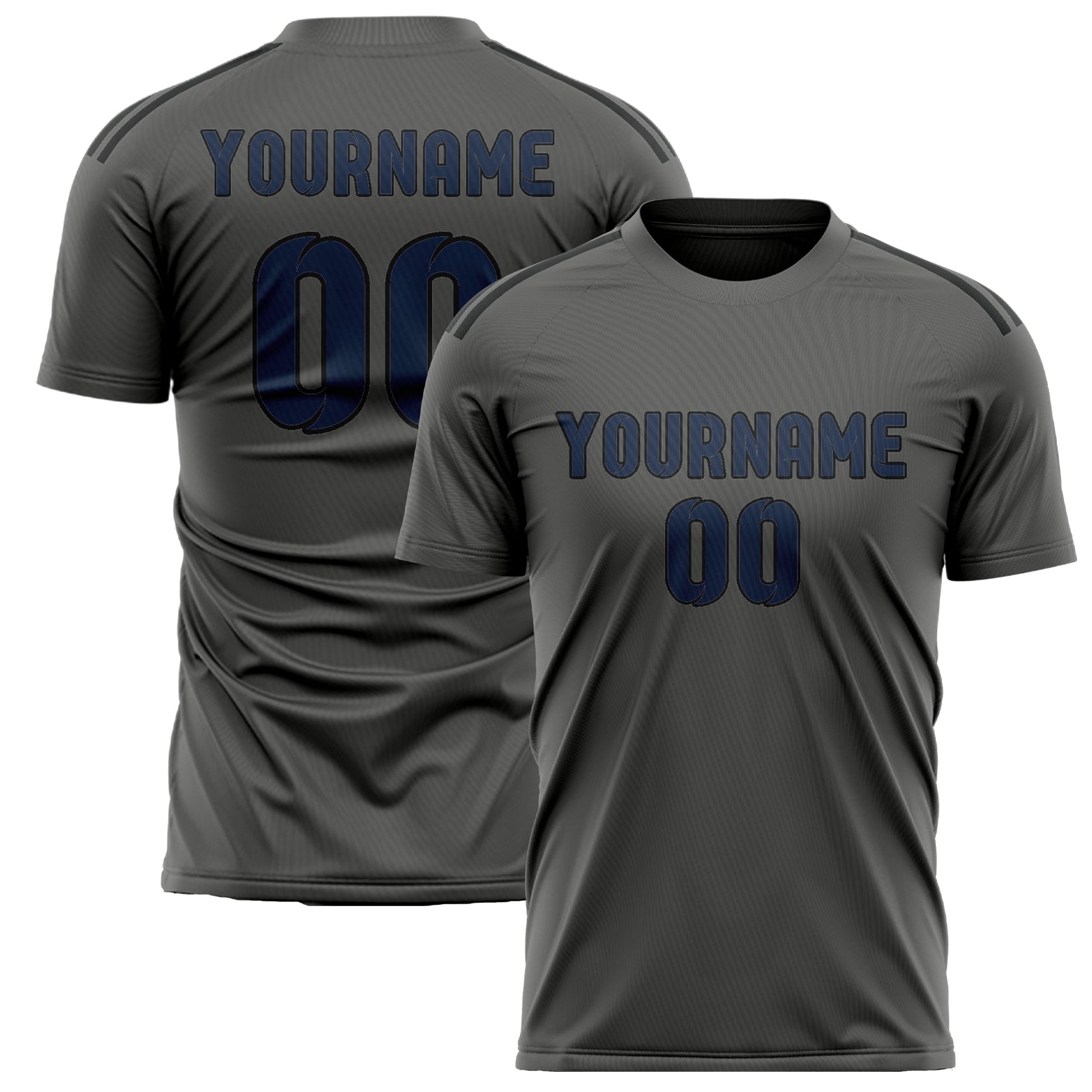 Custom Dark Grey Blue Soccer Jersey