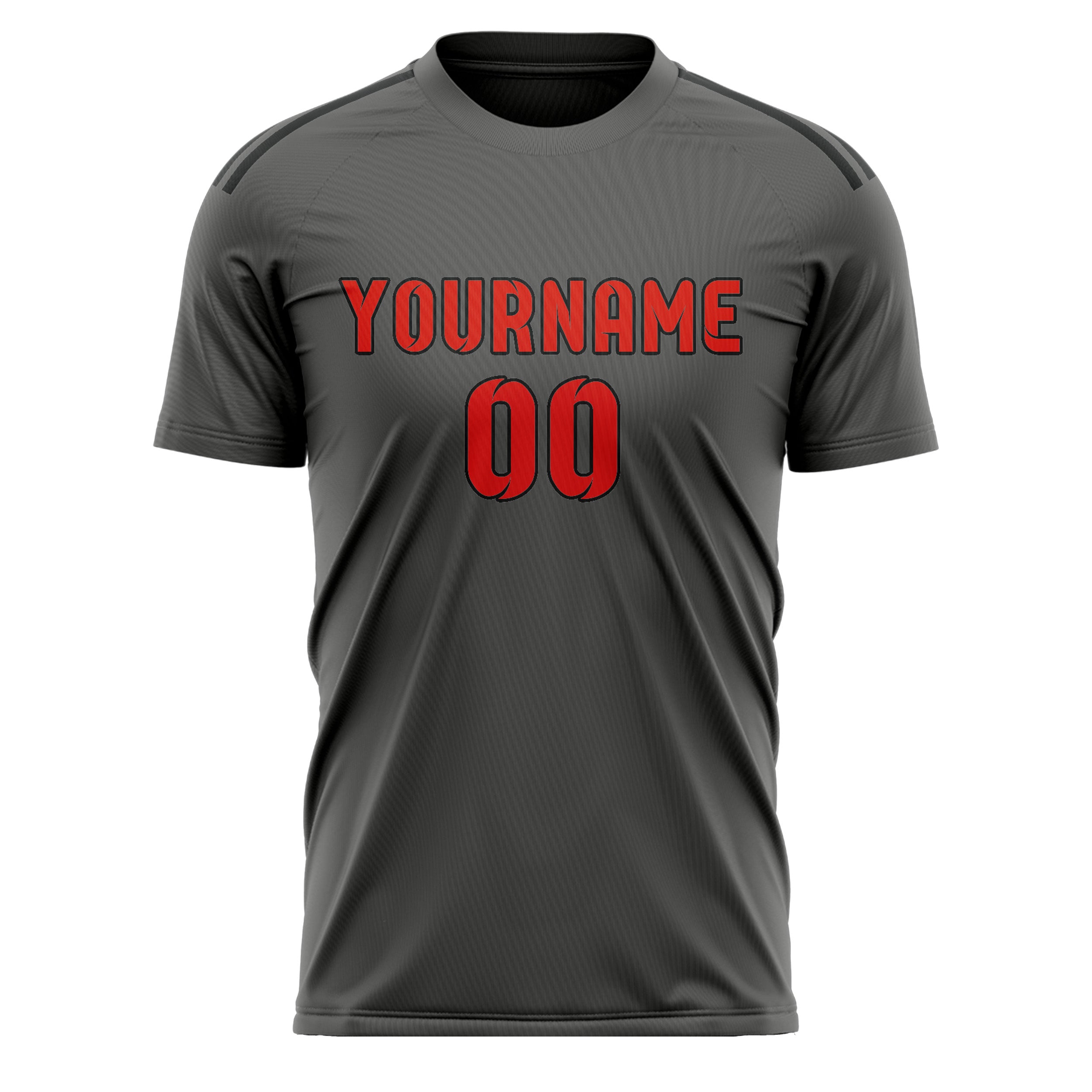 Custom Dark Grey Orange Red Soccer Jersey
