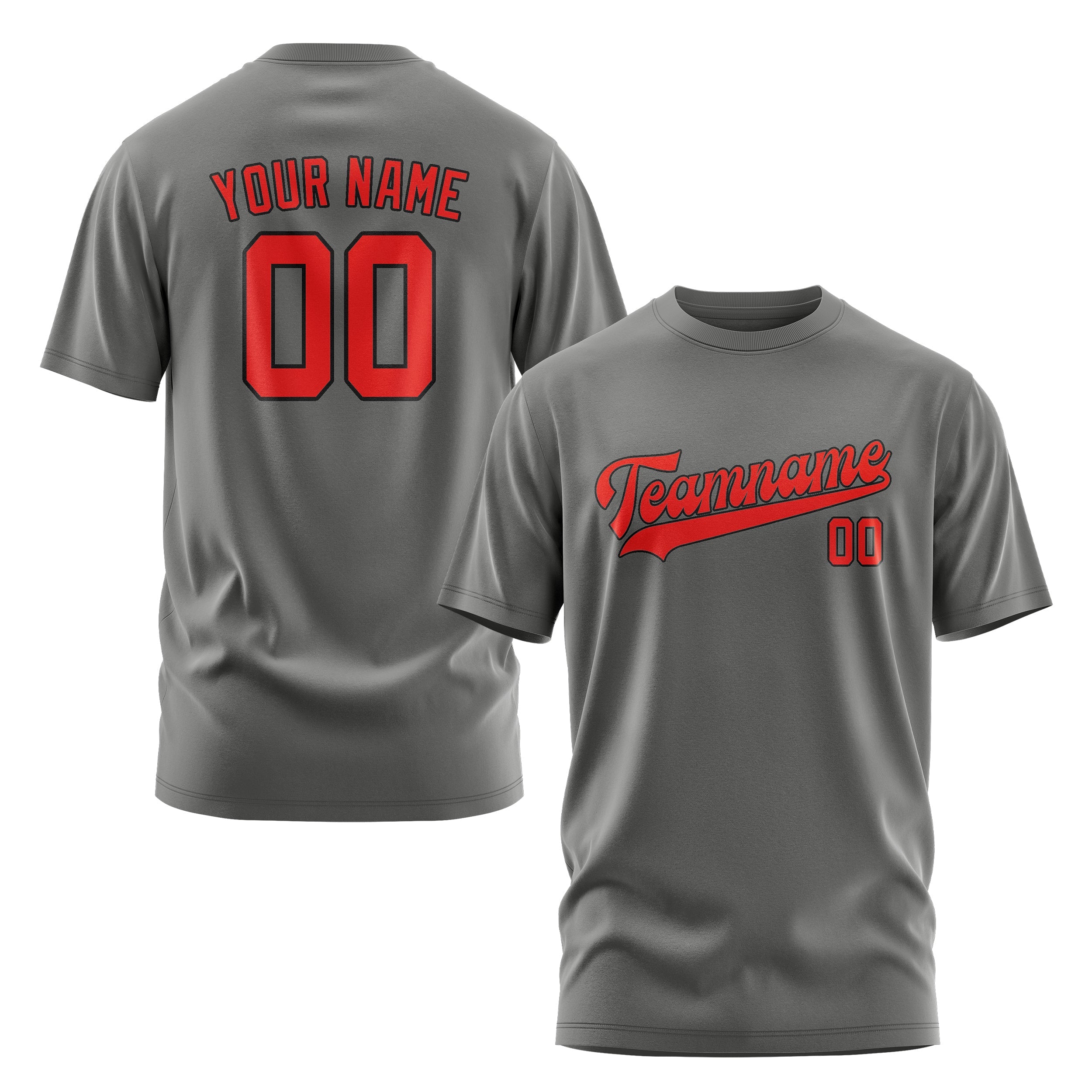 Custom Dark Grey Orange Red T-Shirt