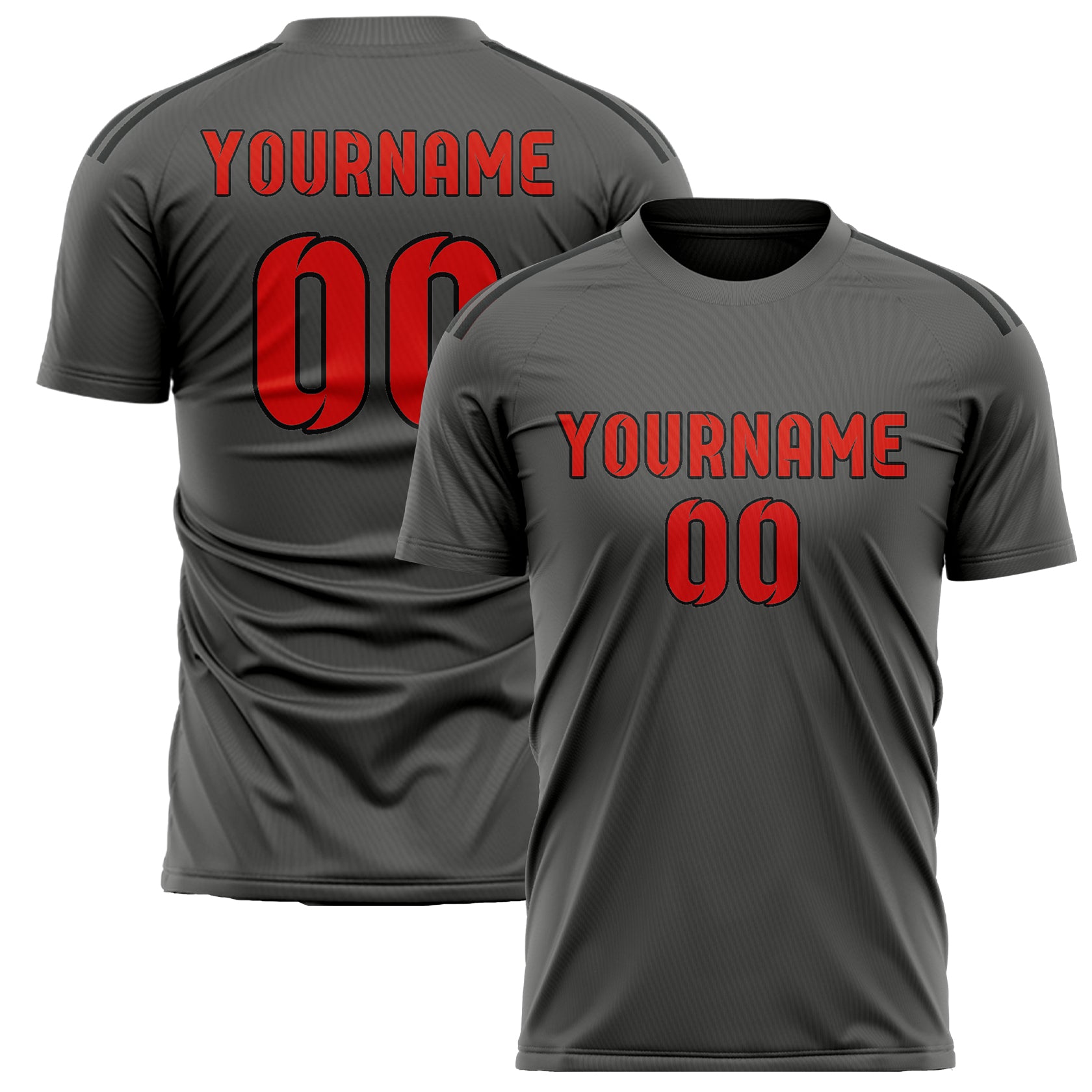 Custom Dark Grey Orange Red Soccer Jersey