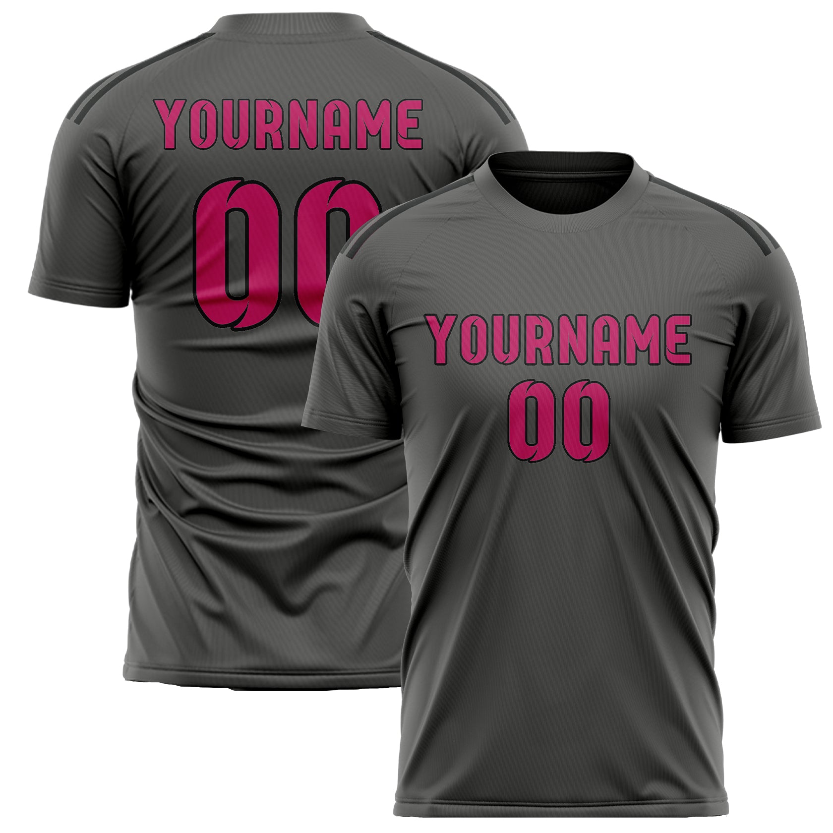 Custom Dark Grey Pink Soccer Jersey