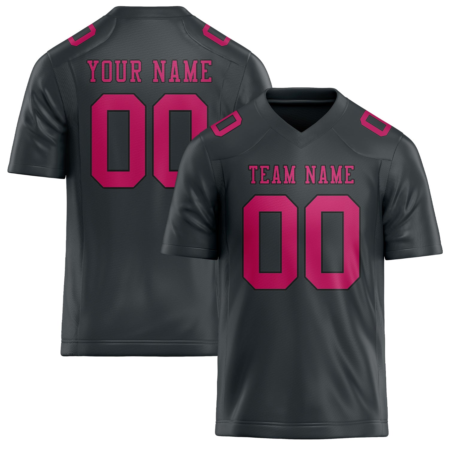 Custom Dark Grey Pink Football Jersey