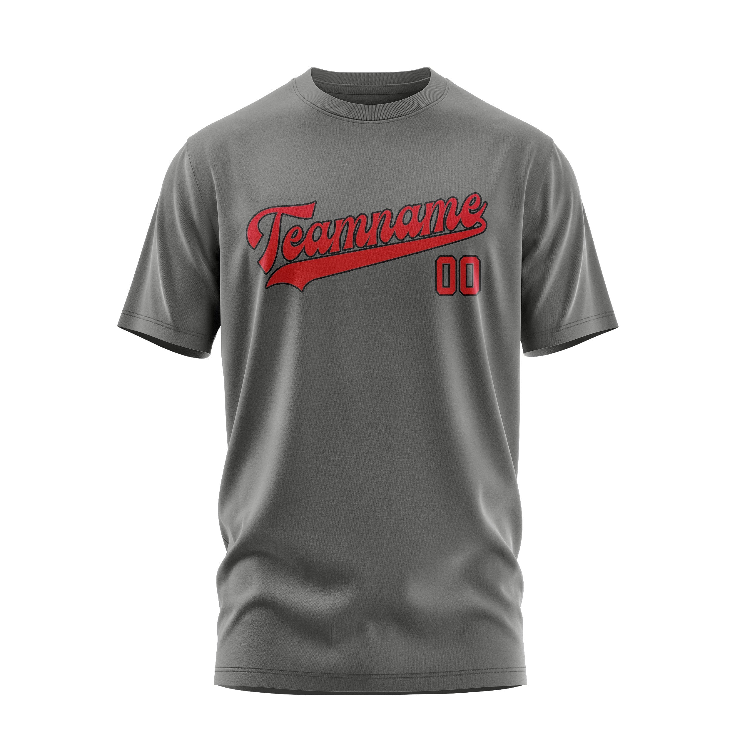 Custom Dark Grey Red T-Shirt
