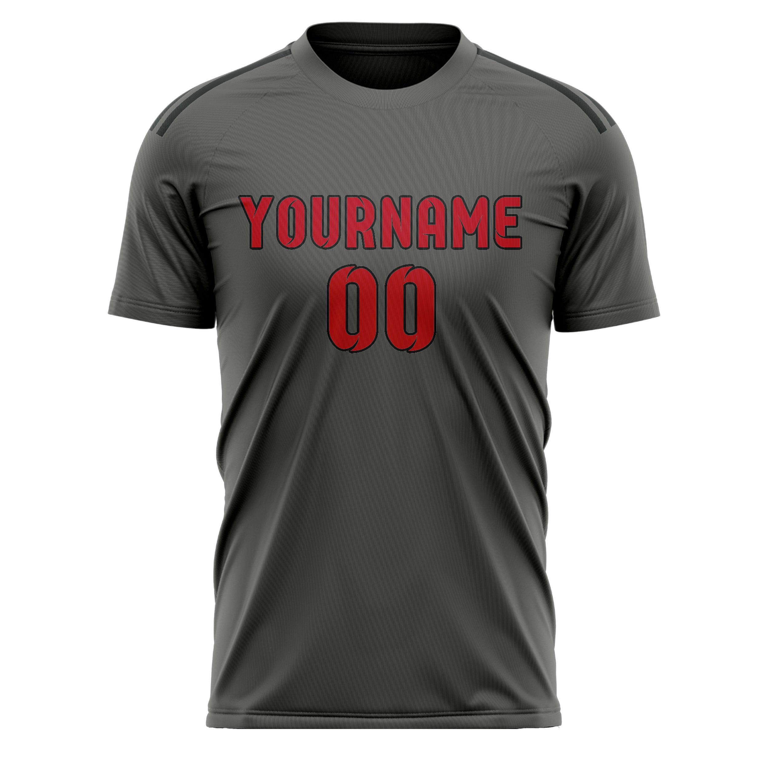Custom Dark Grey Red Soccer Jersey
