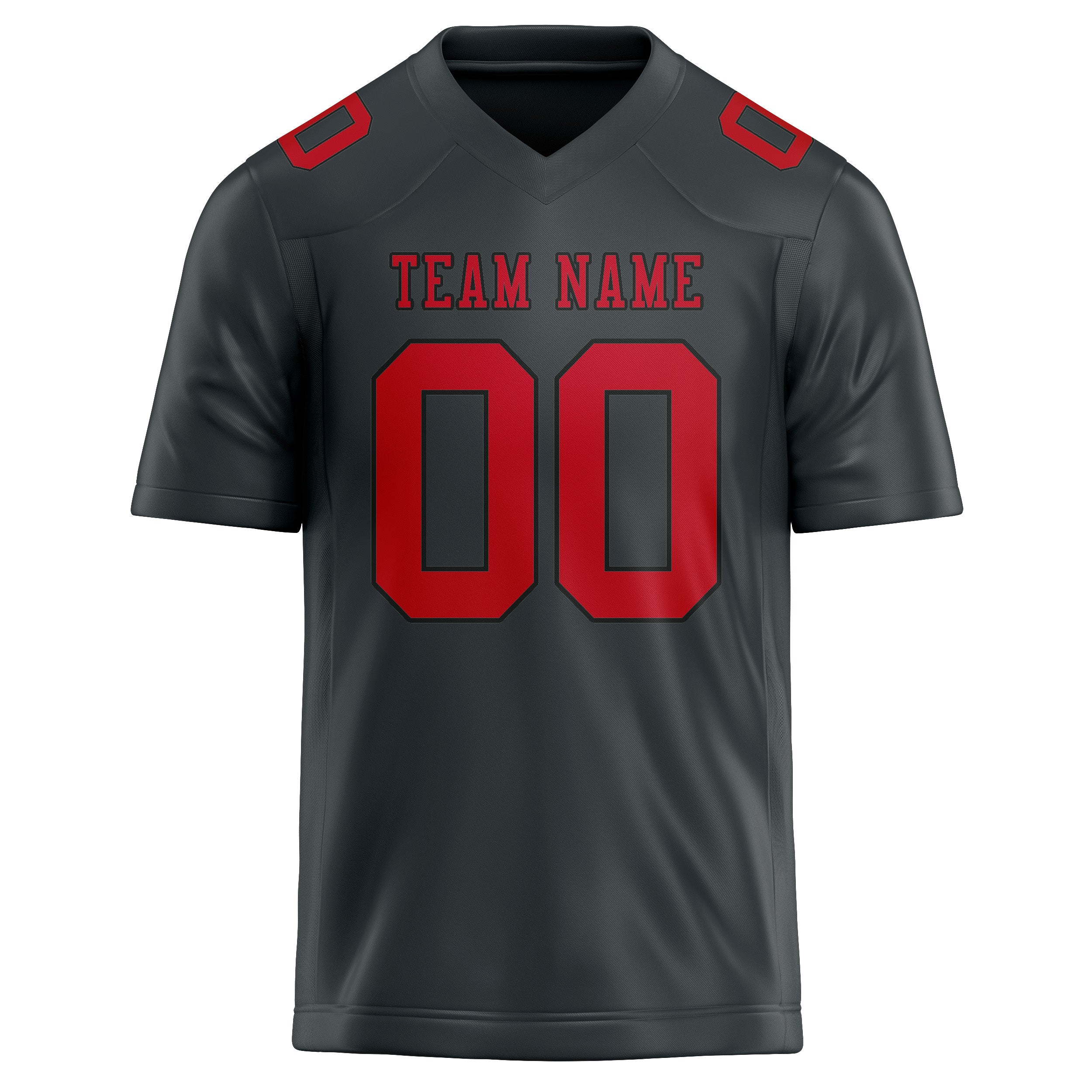 Custom Dark Grey Red Football Jersey