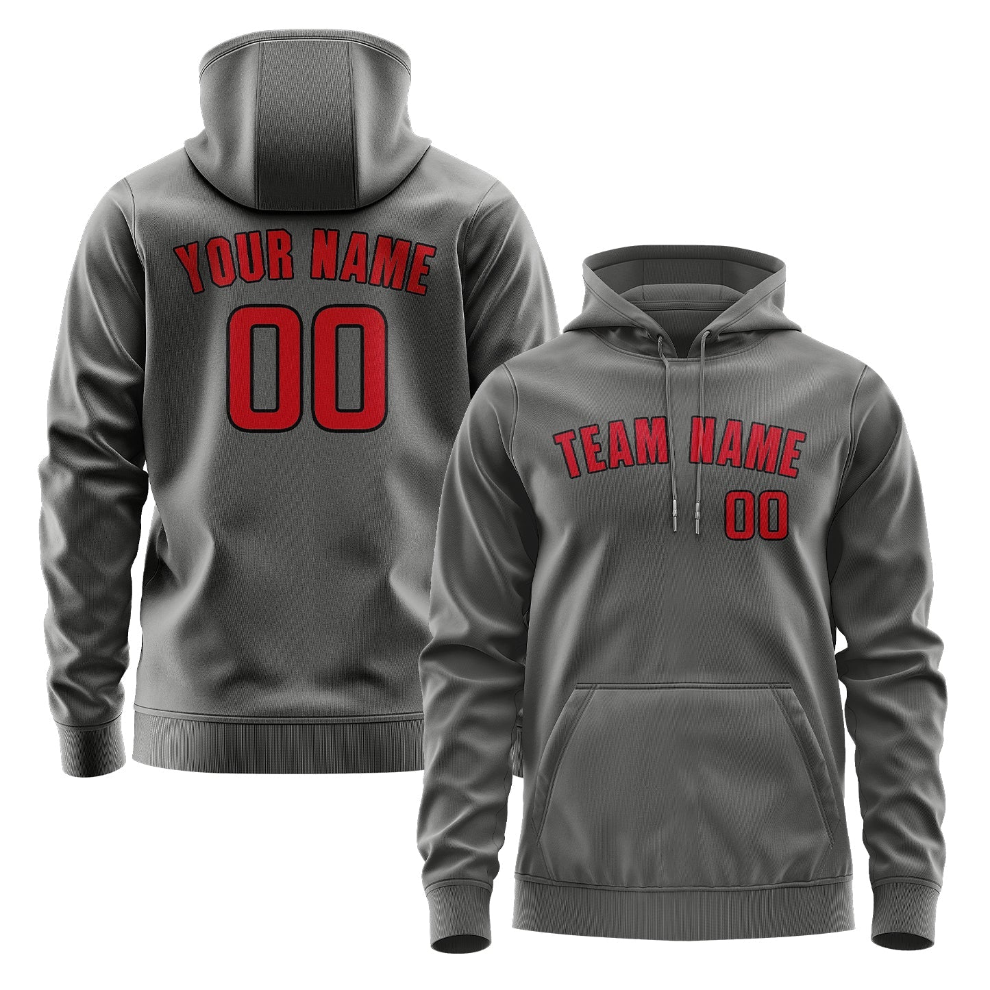 Custom Dark Grey Red Hoodie