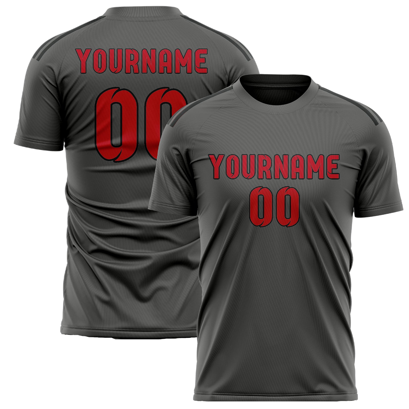 Custom Dark Grey Red Soccer Jersey