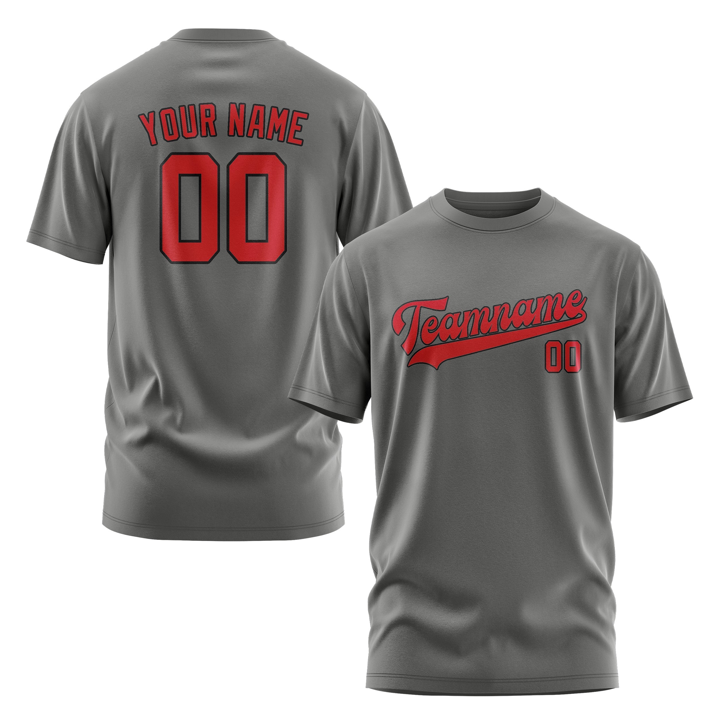 Custom Dark Grey Red T-Shirt