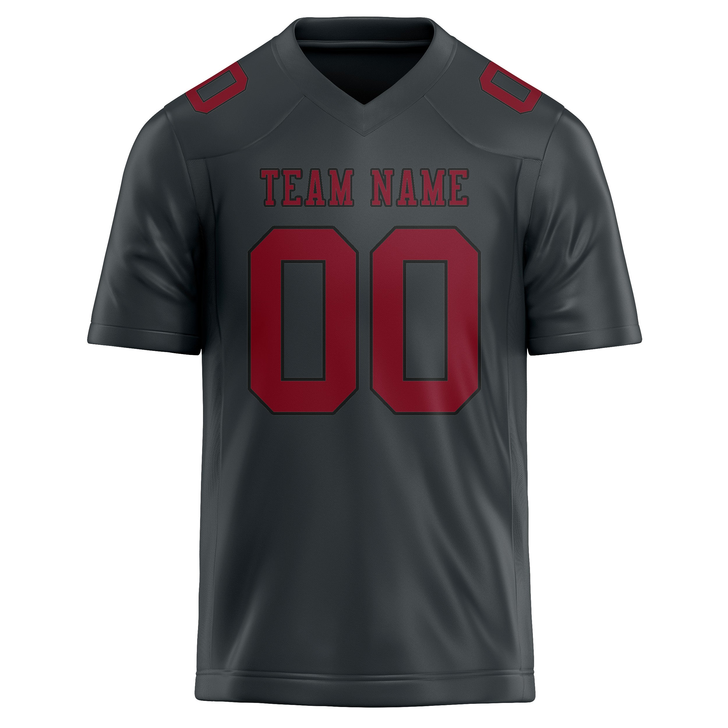 Custom Dark Grey Crimson Red Football Jersey