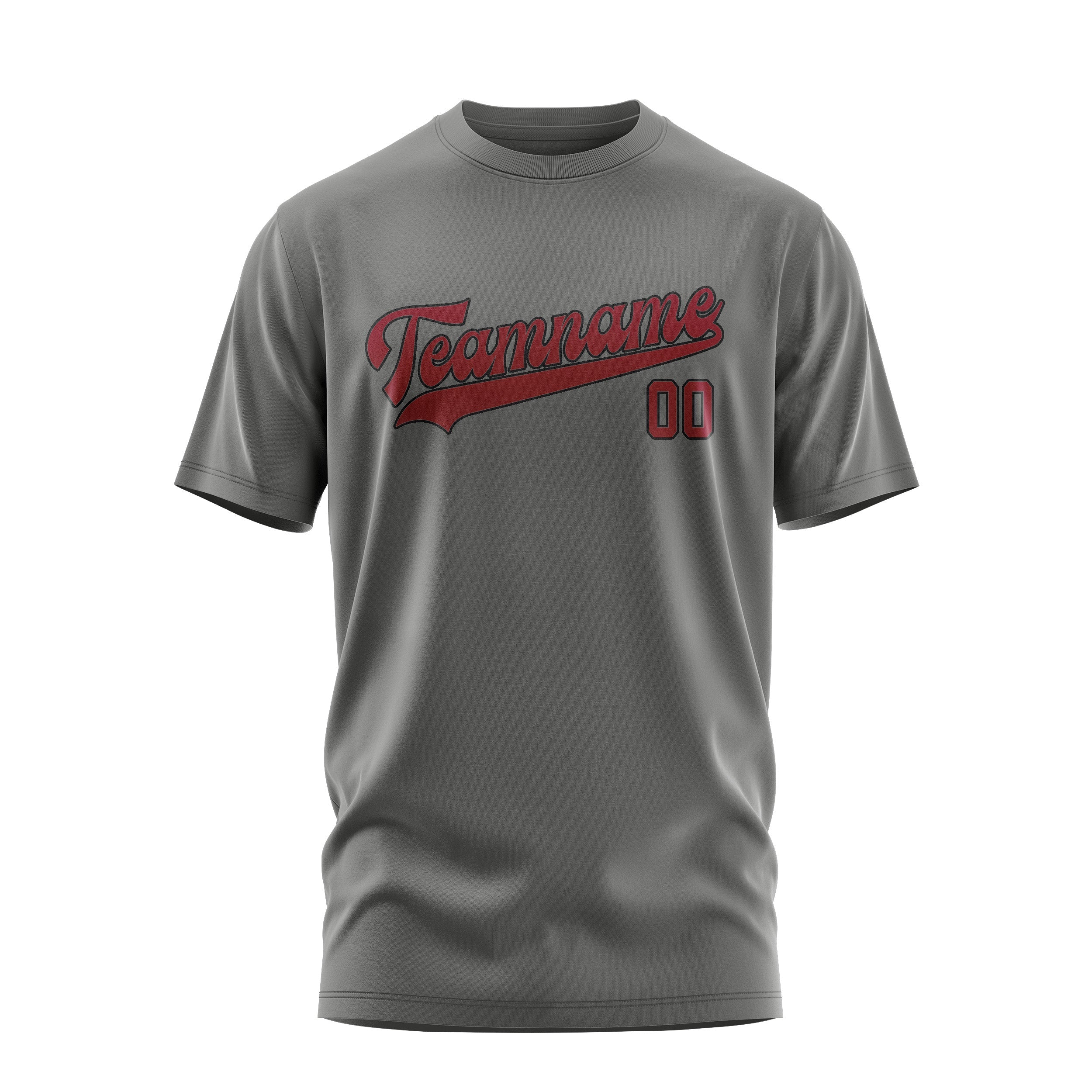 Custom Dark Grey Crimson Red T-Shirt