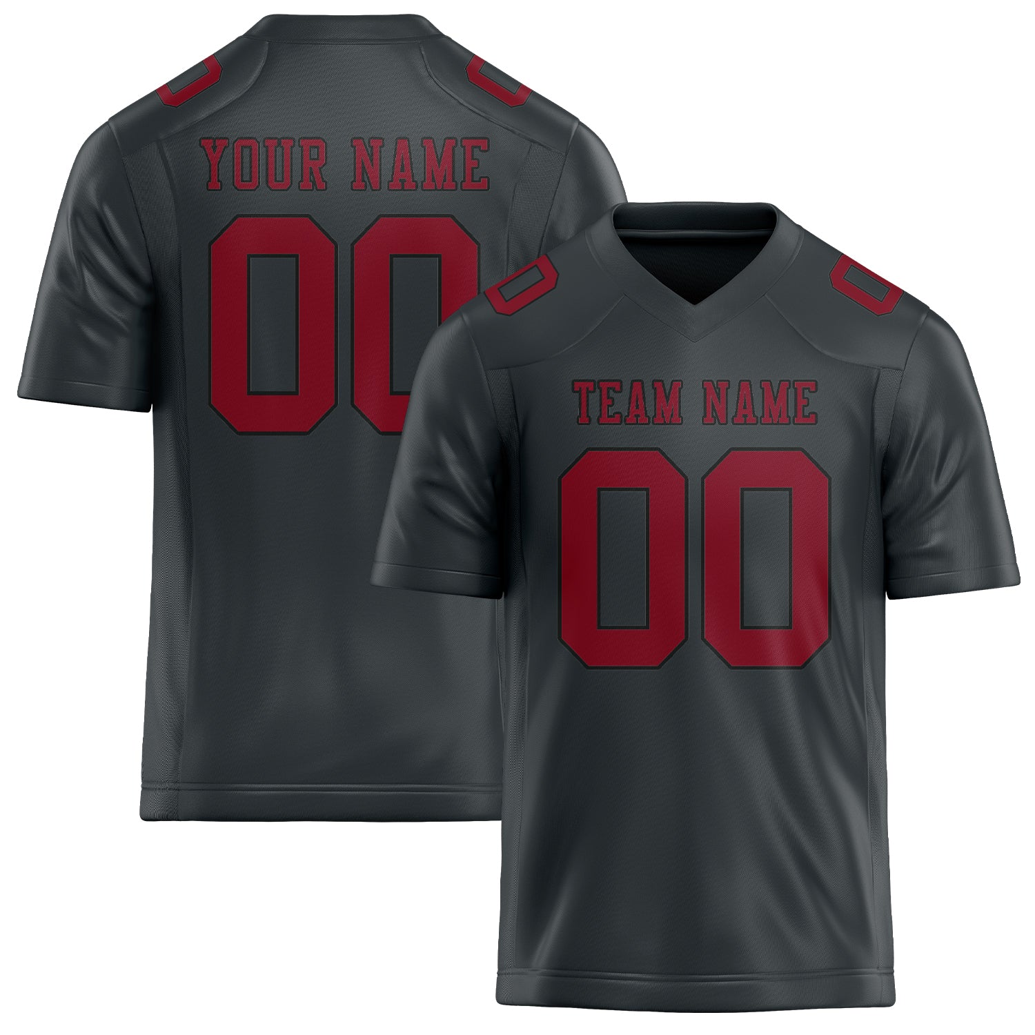 Custom Dark Grey Crimson Red Football Jersey