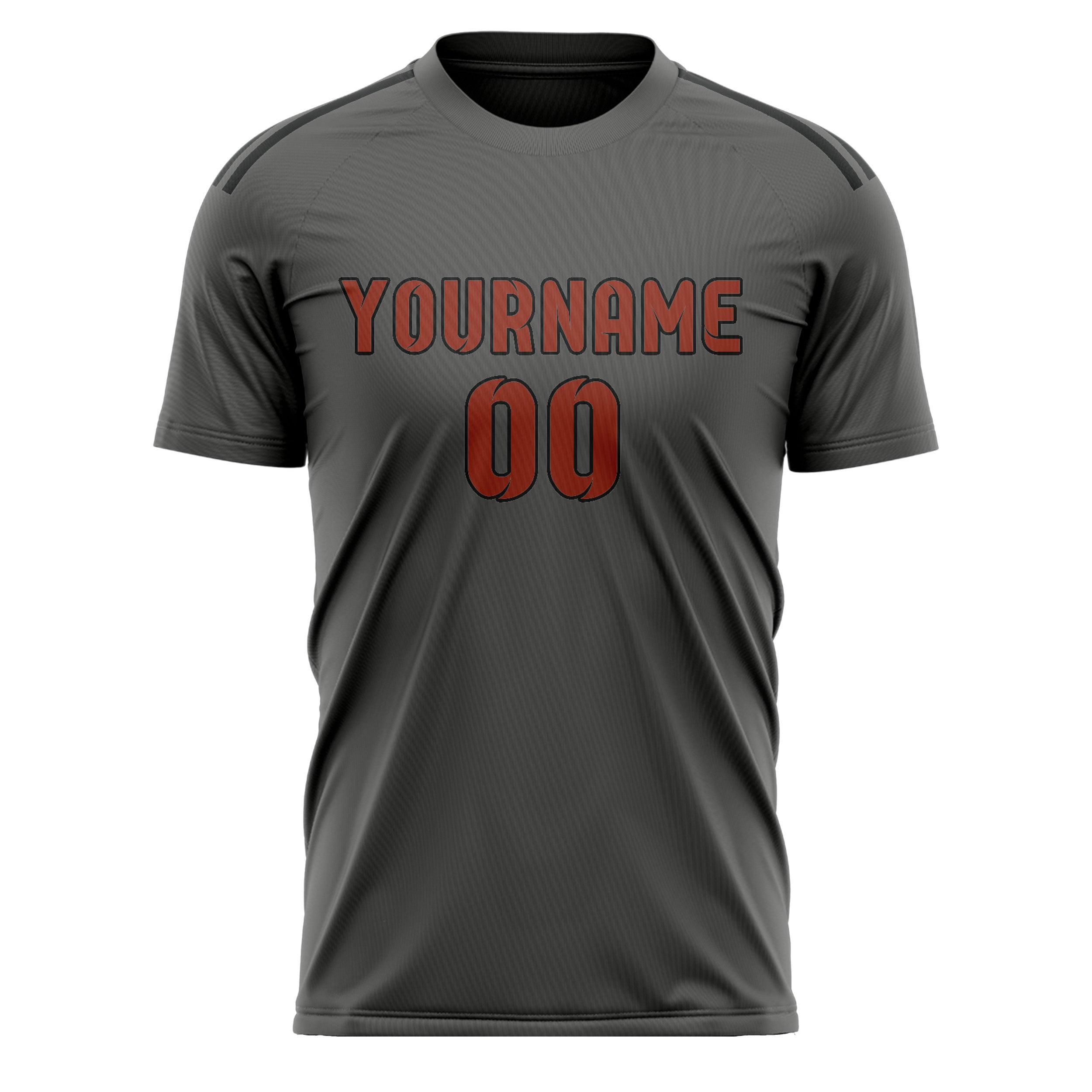 Custom Dark Grey Coral Red Soccer Jersey
