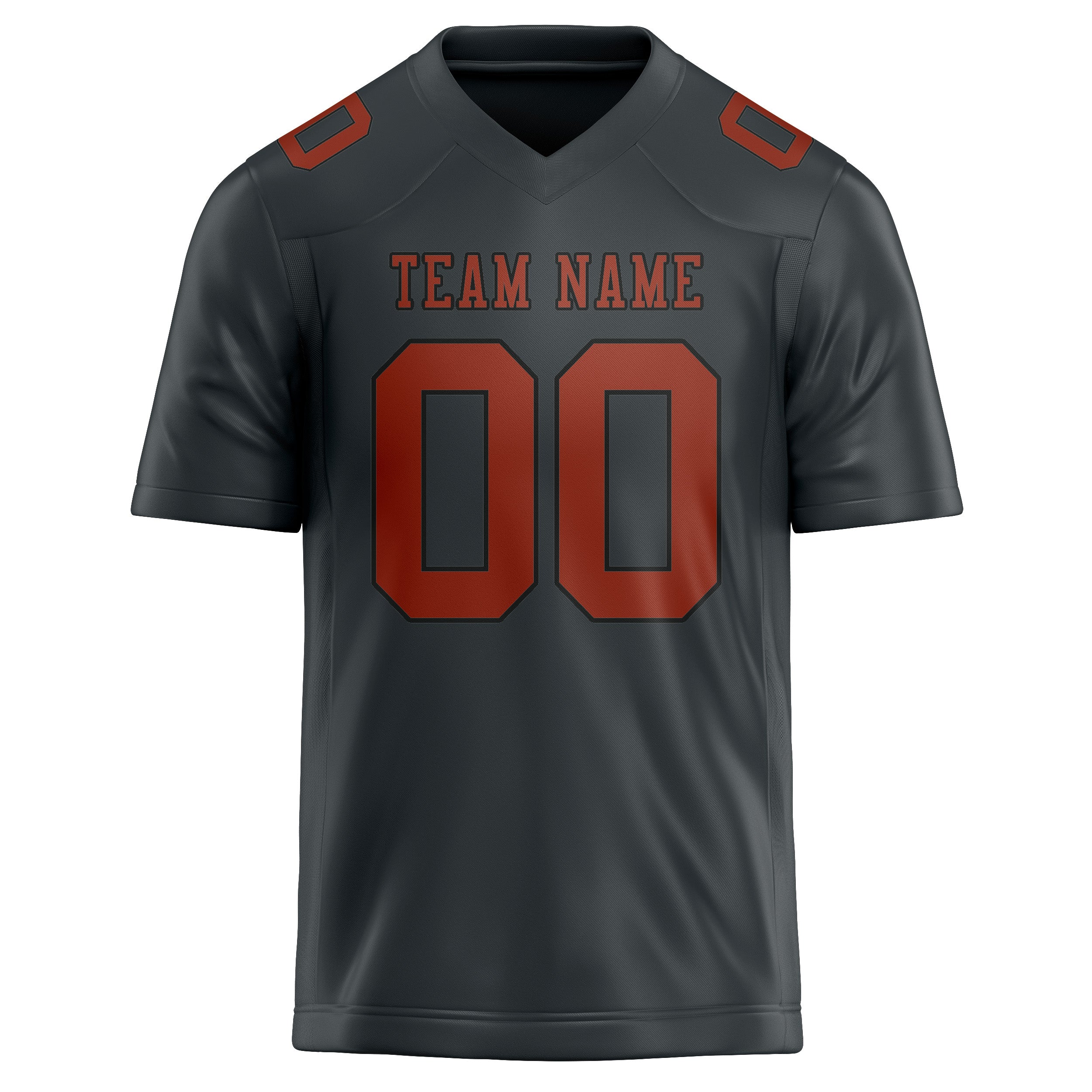 Custom Dark Grey Coral Red Football Jersey