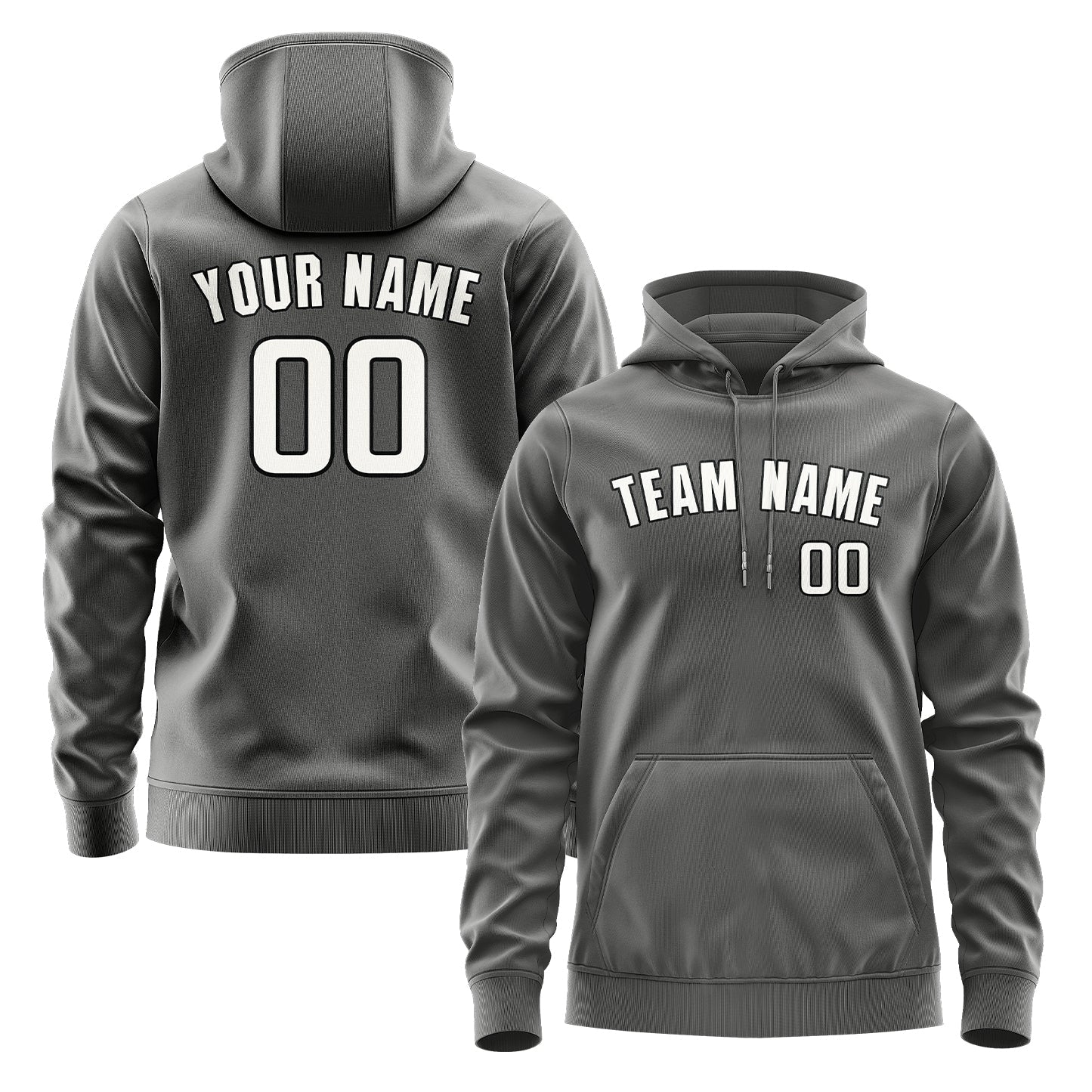 Custom Dark Grey White Hoodie