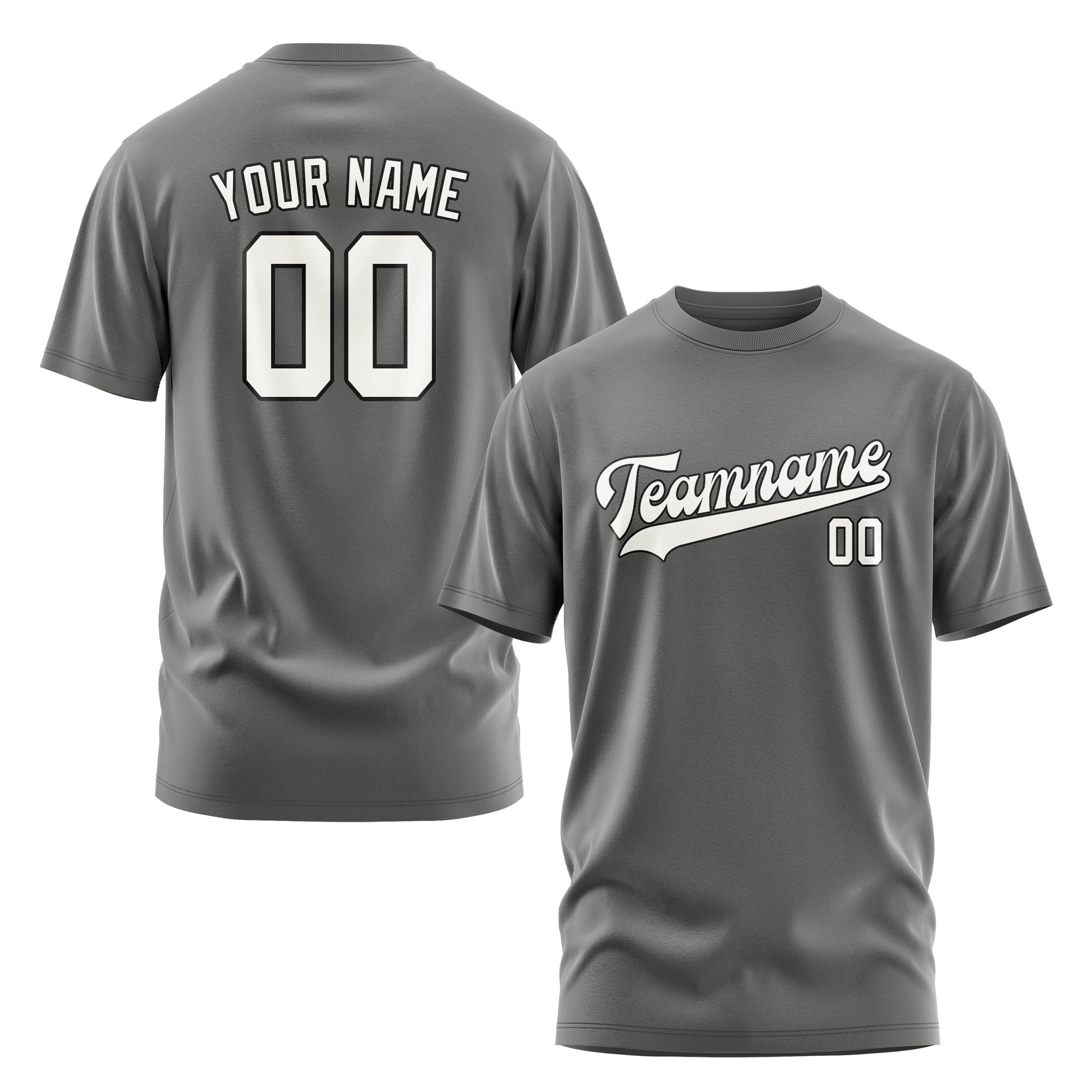 Custom Dark Grey White T-Shirt