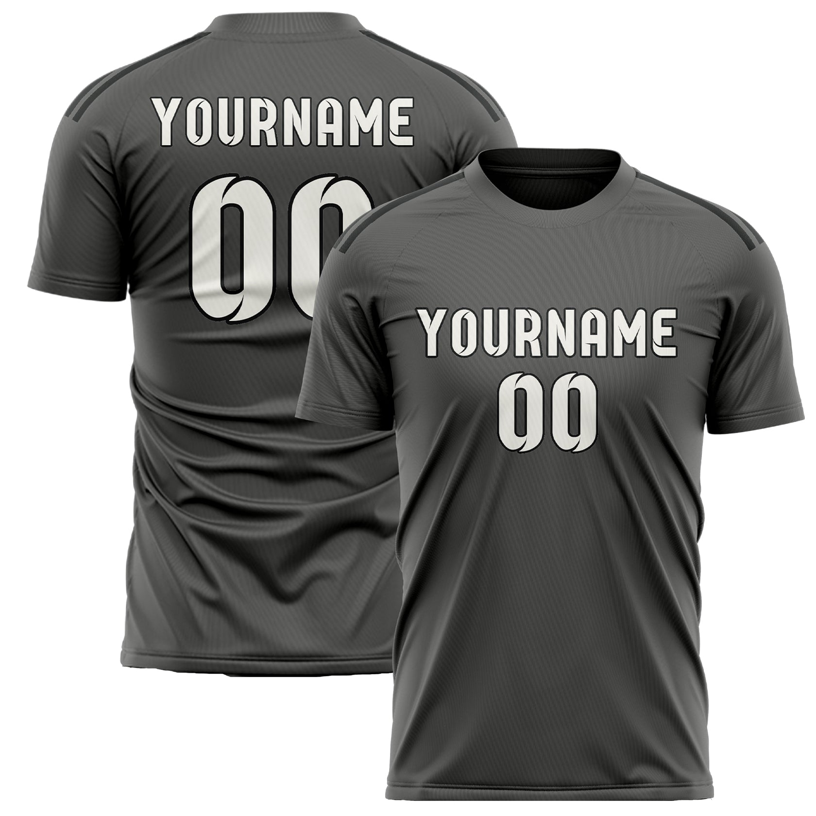 Custom Dark Grey White Soccer Jersey