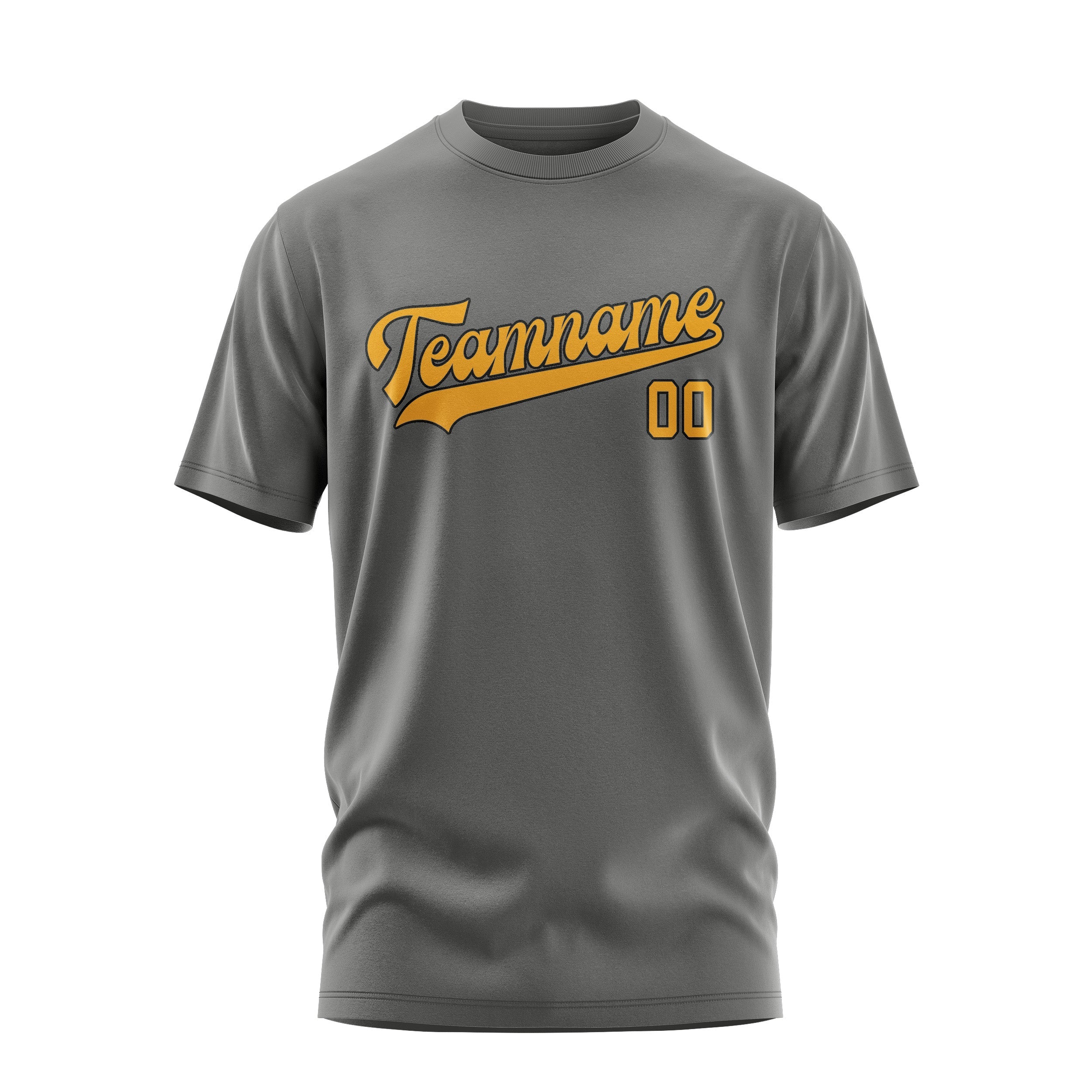 Custom Dark Grey Yellow T-Shirt