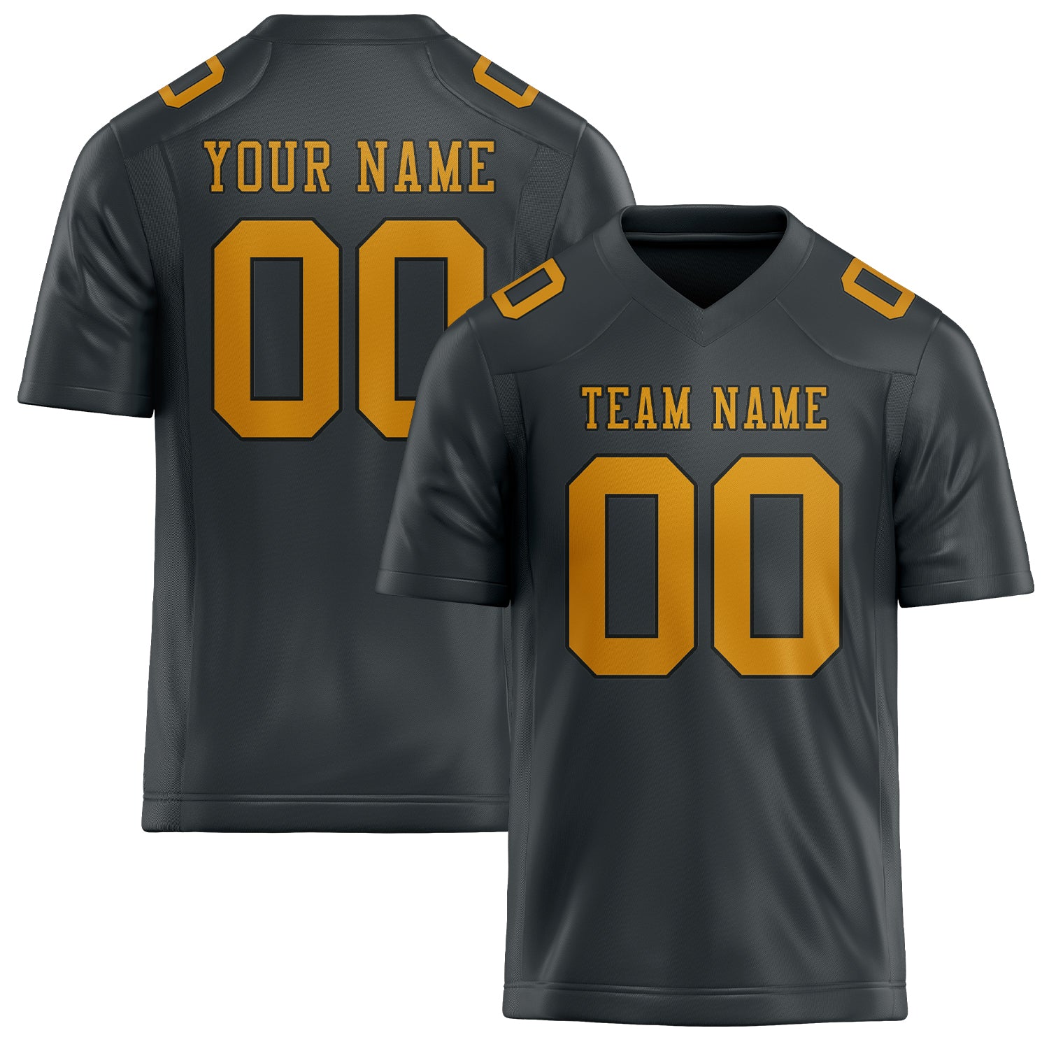 Custom Dark Grey Yellow Football Jersey