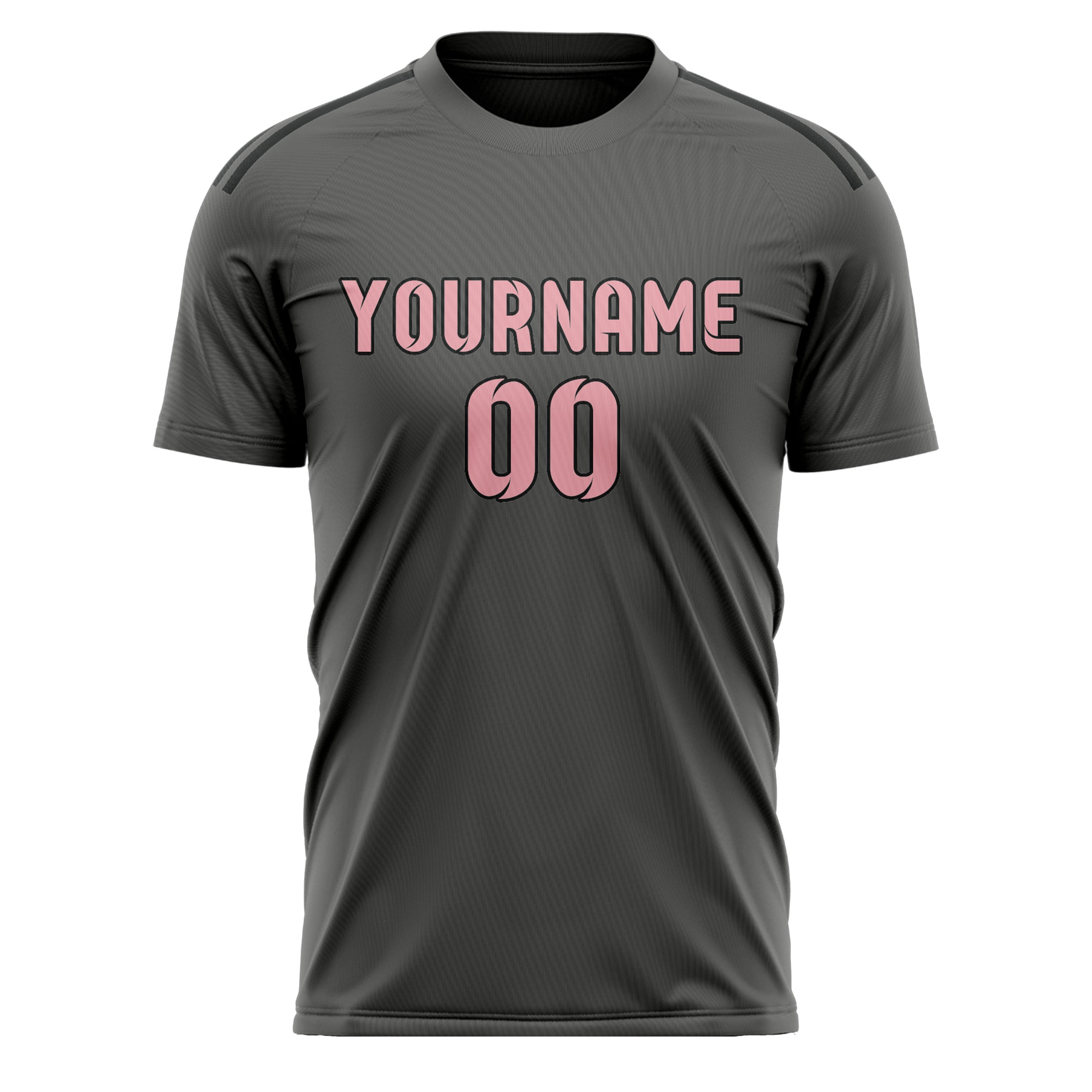 Custom Dark Grey Light Pink Soccer Jersey