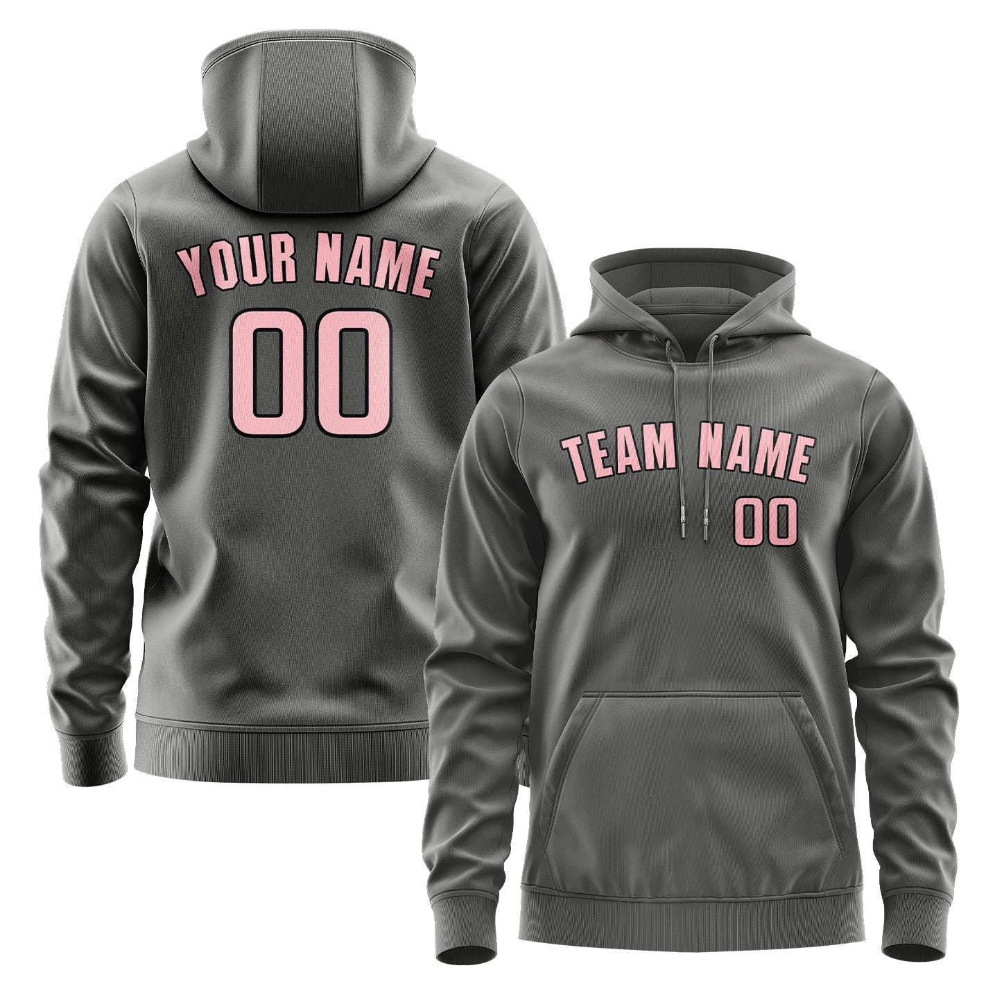 Custom Dark Grey Light Pink Hoodie