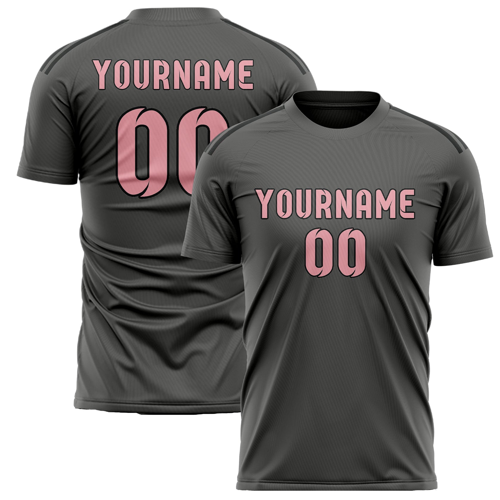 Custom Dark Grey Light Pink Soccer Jersey