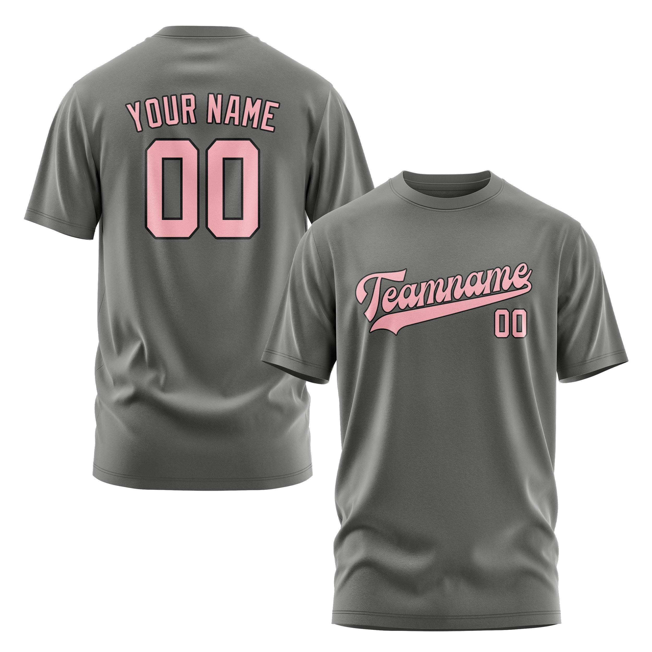 Custom Dark Grey Light Pink T-Shirt