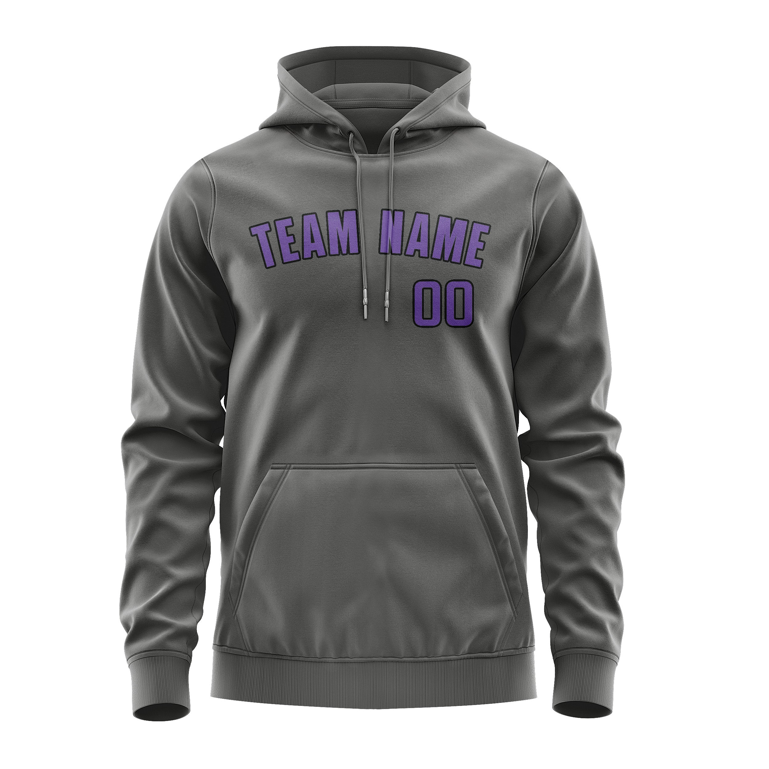 Custom Dark Grey Light Purple Hoodie
