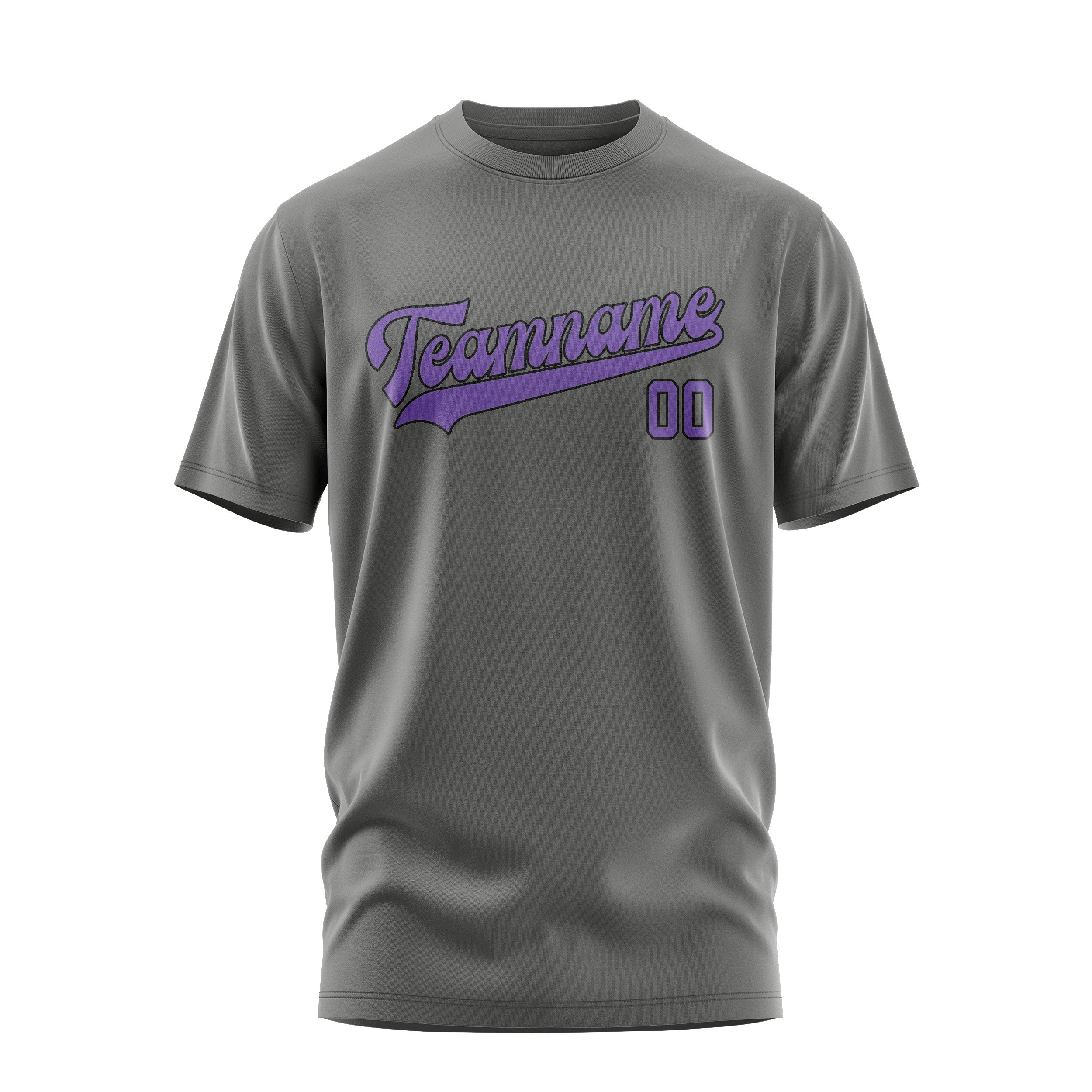 Custom Dark Grey Light Purple T-Shirt