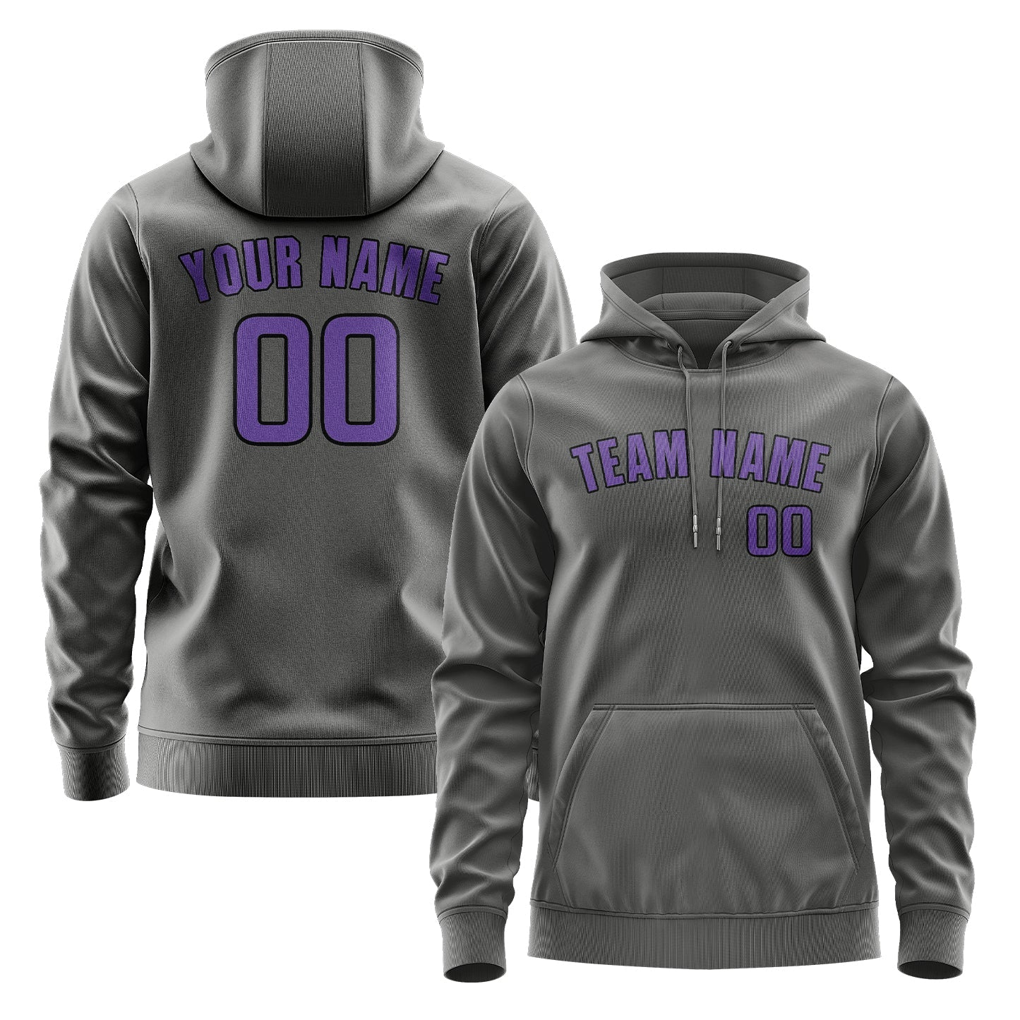 Custom Dark Grey Light Purple Hoodie