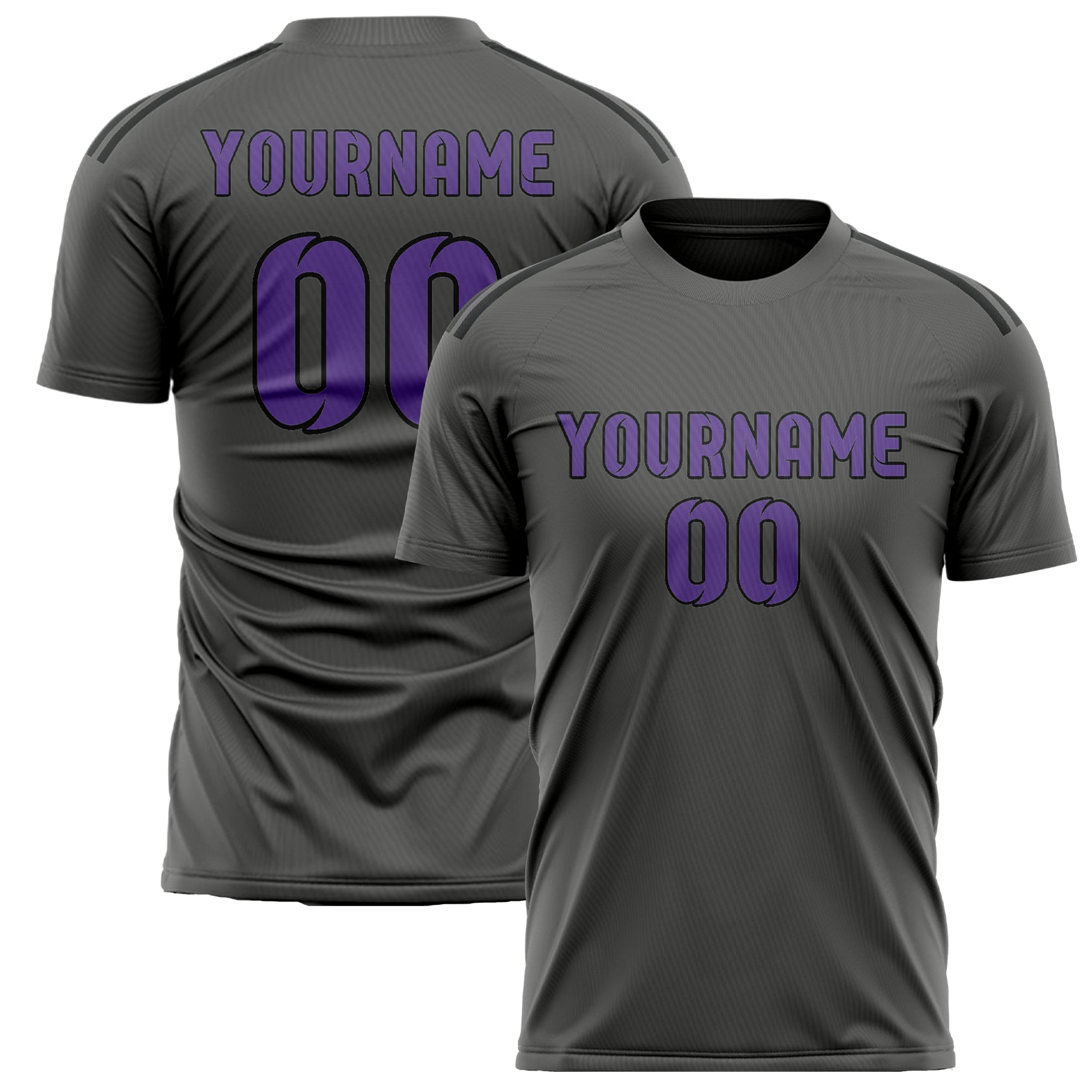 Custom Dark Grey Light Purple Soccer Jersey