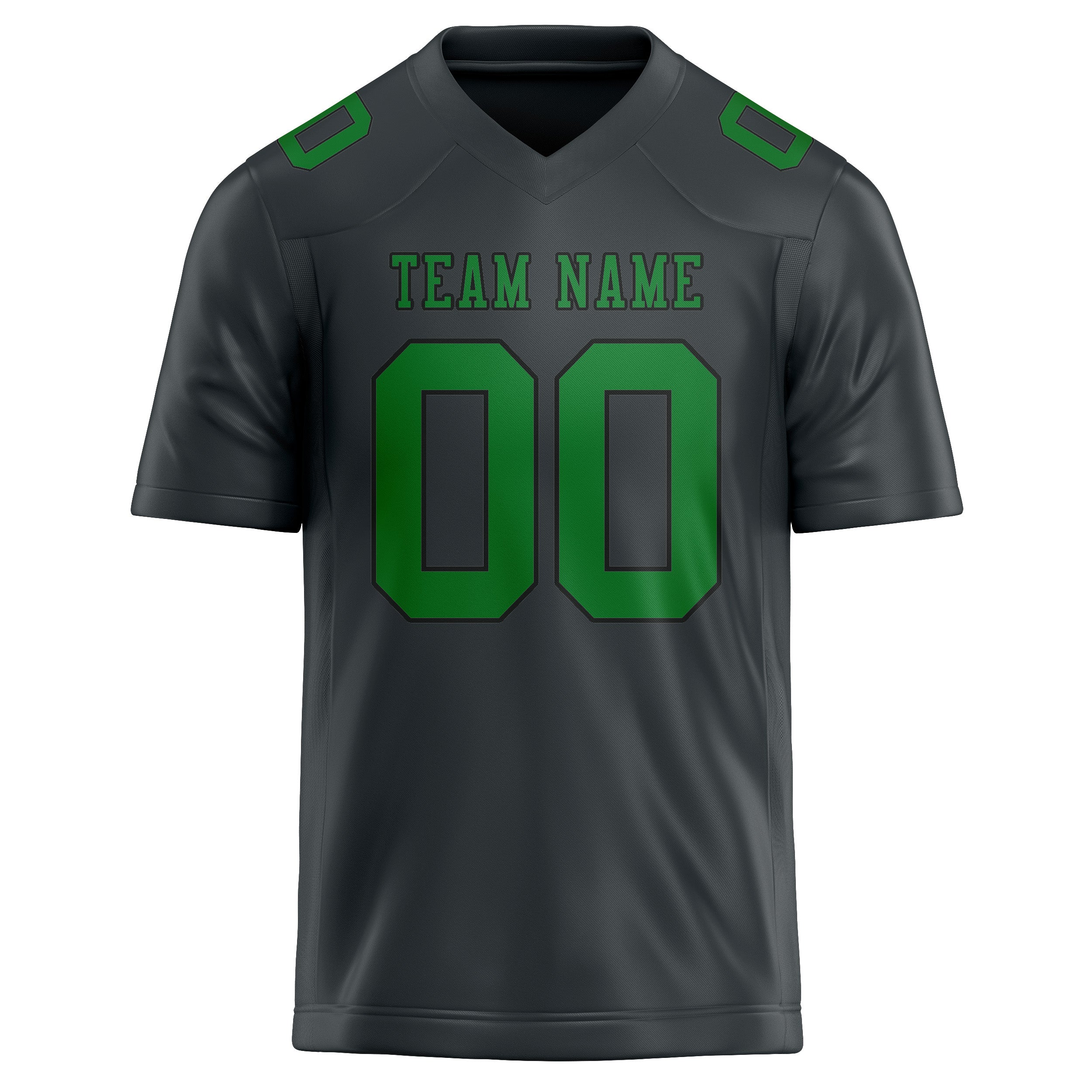 Custom Dark Grey Emerald Green Football Jersey