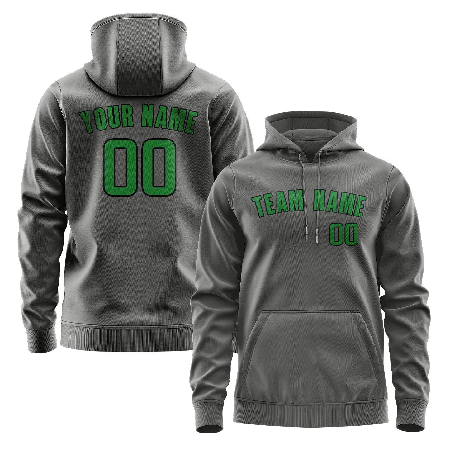 Custom Dark Grey Emerald Green Hoodie