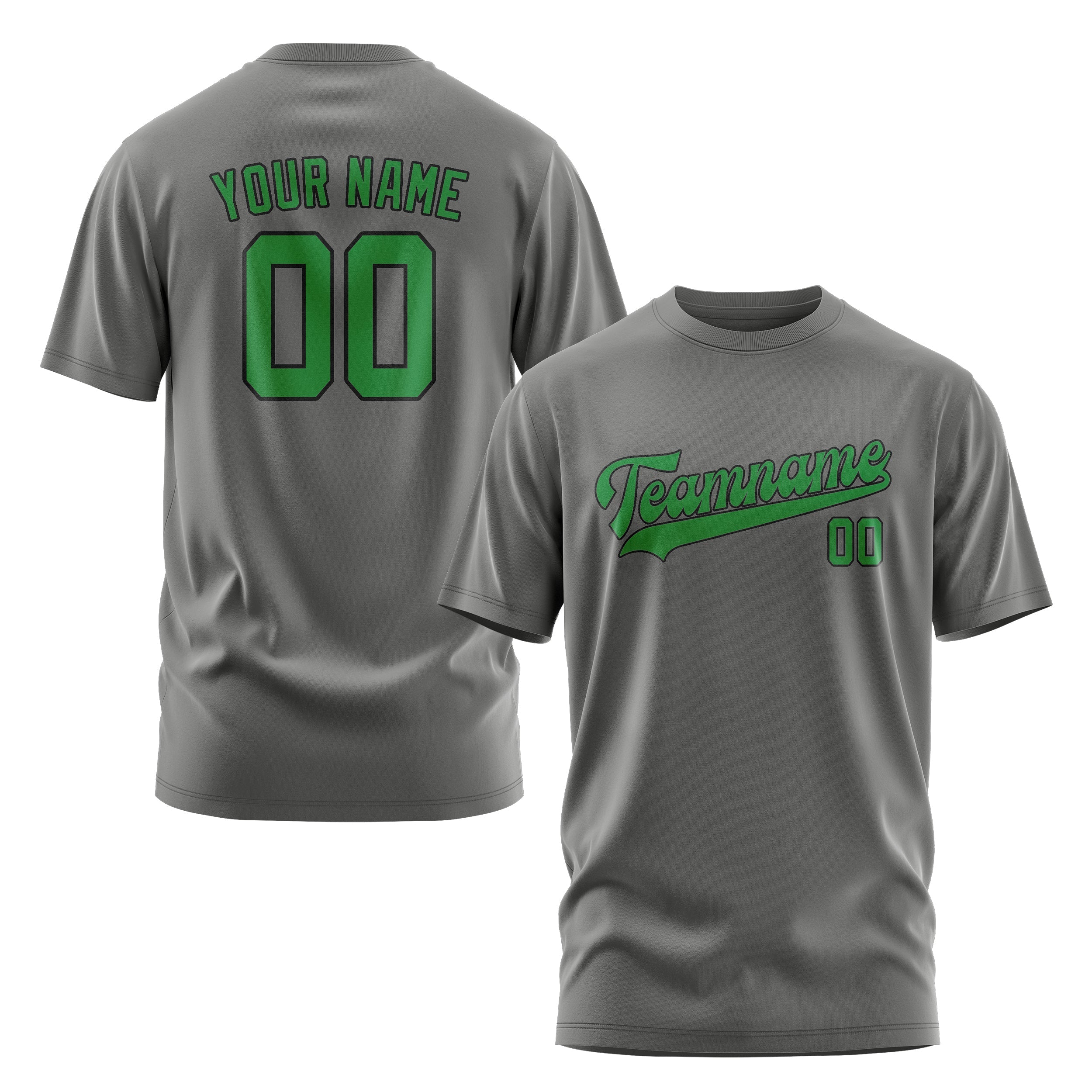 Custom Dark Grey Emerald Green T-Shirt