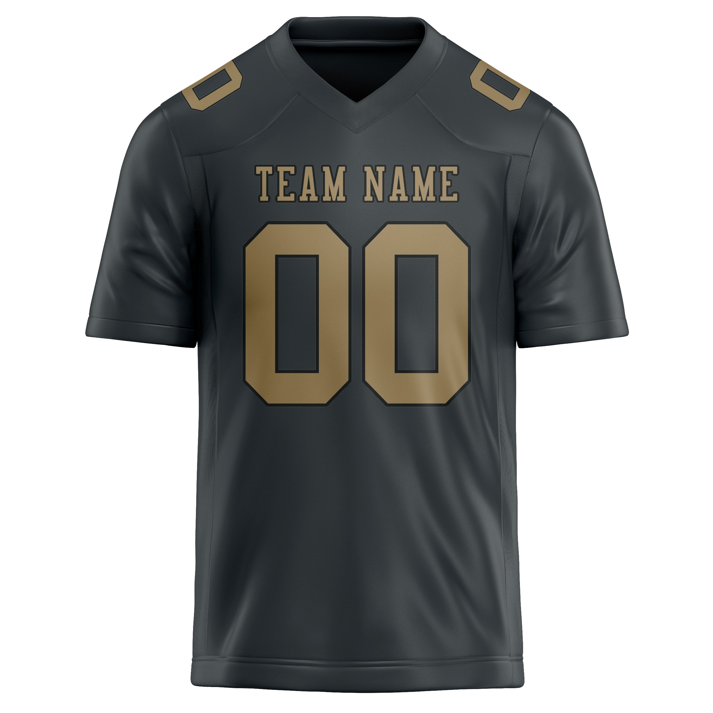 Custom Dark Grey Light Khaki Football Jersey