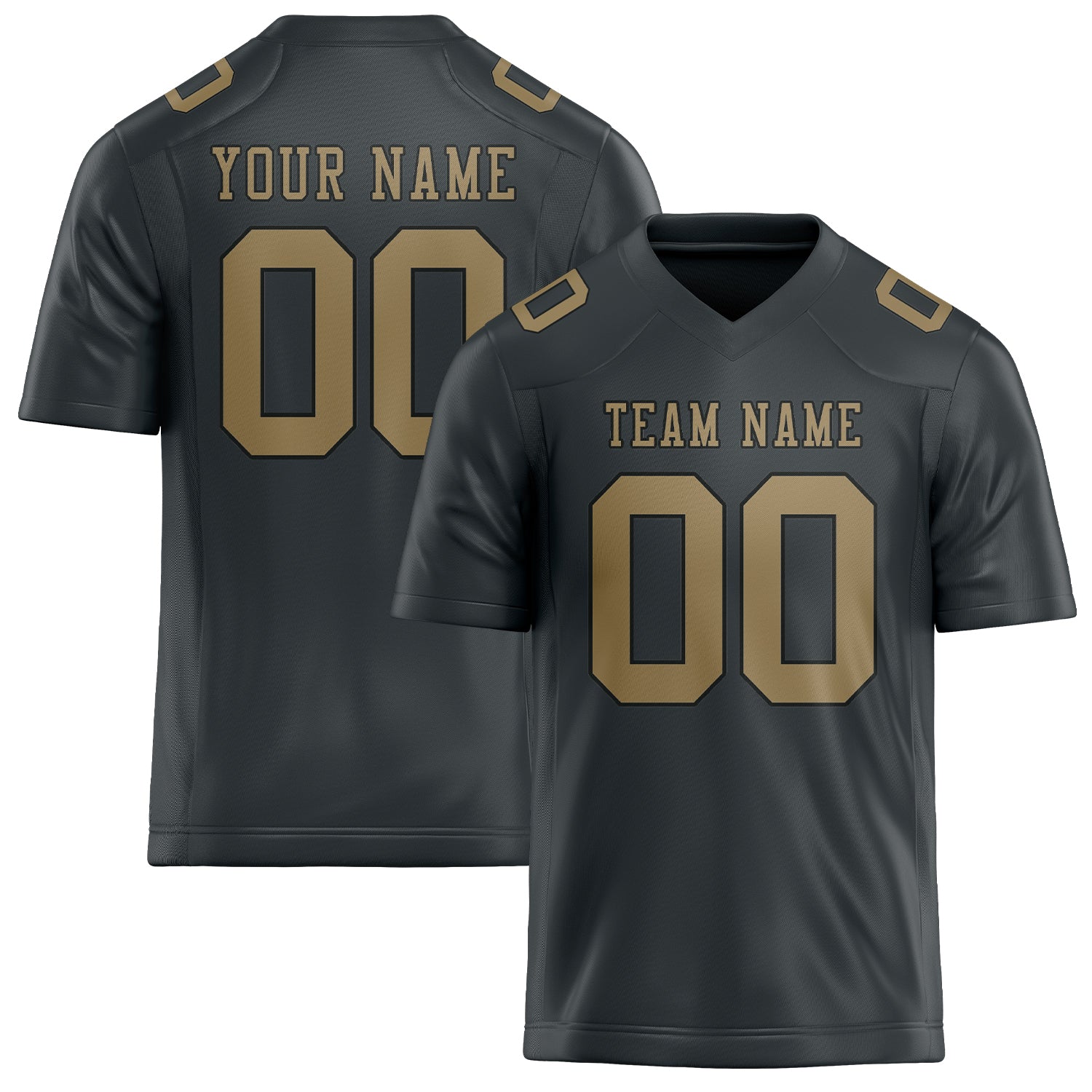 Custom Dark Grey Light Khaki Football Jersey