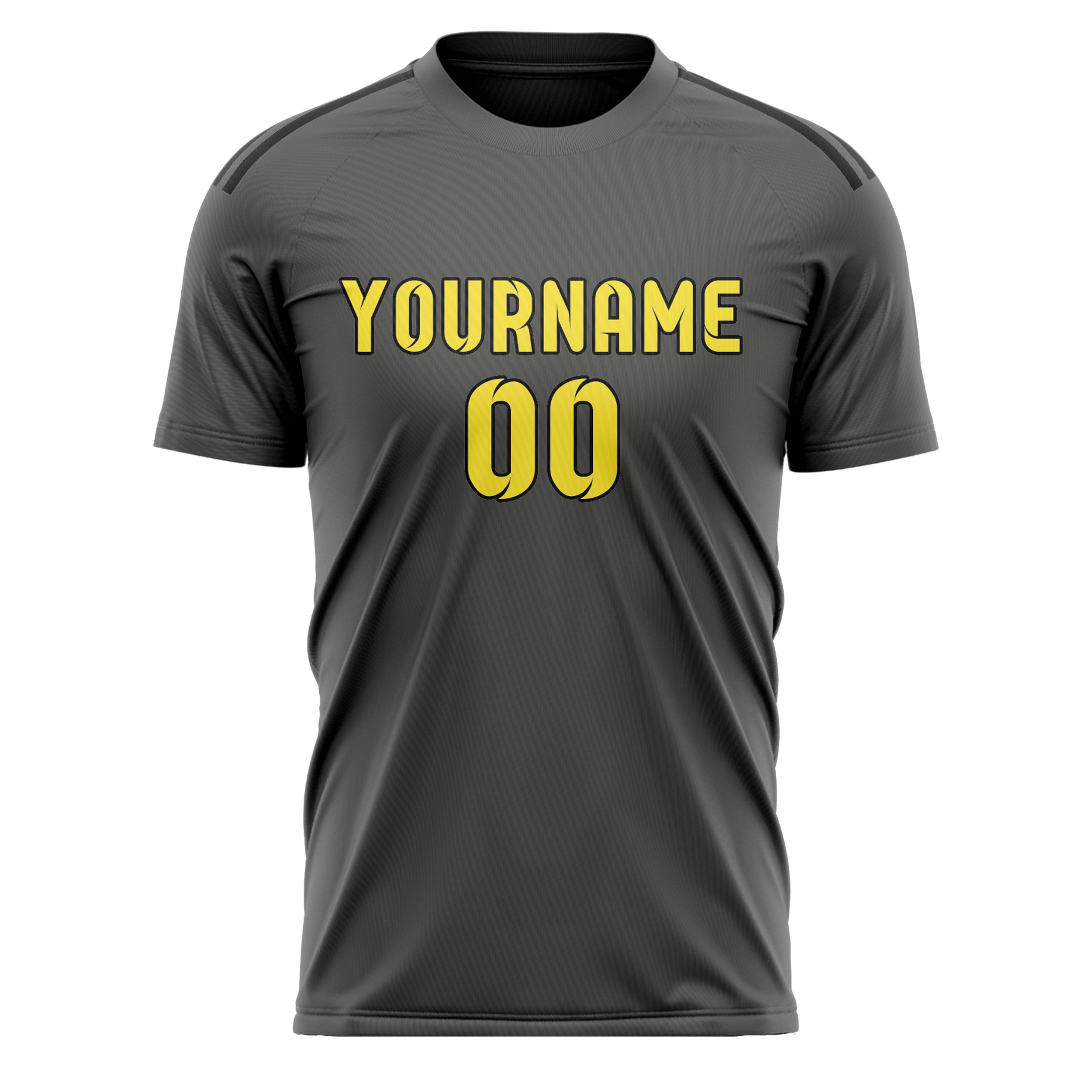 Custom Dark Grey Light Yellow Soccer Jersey